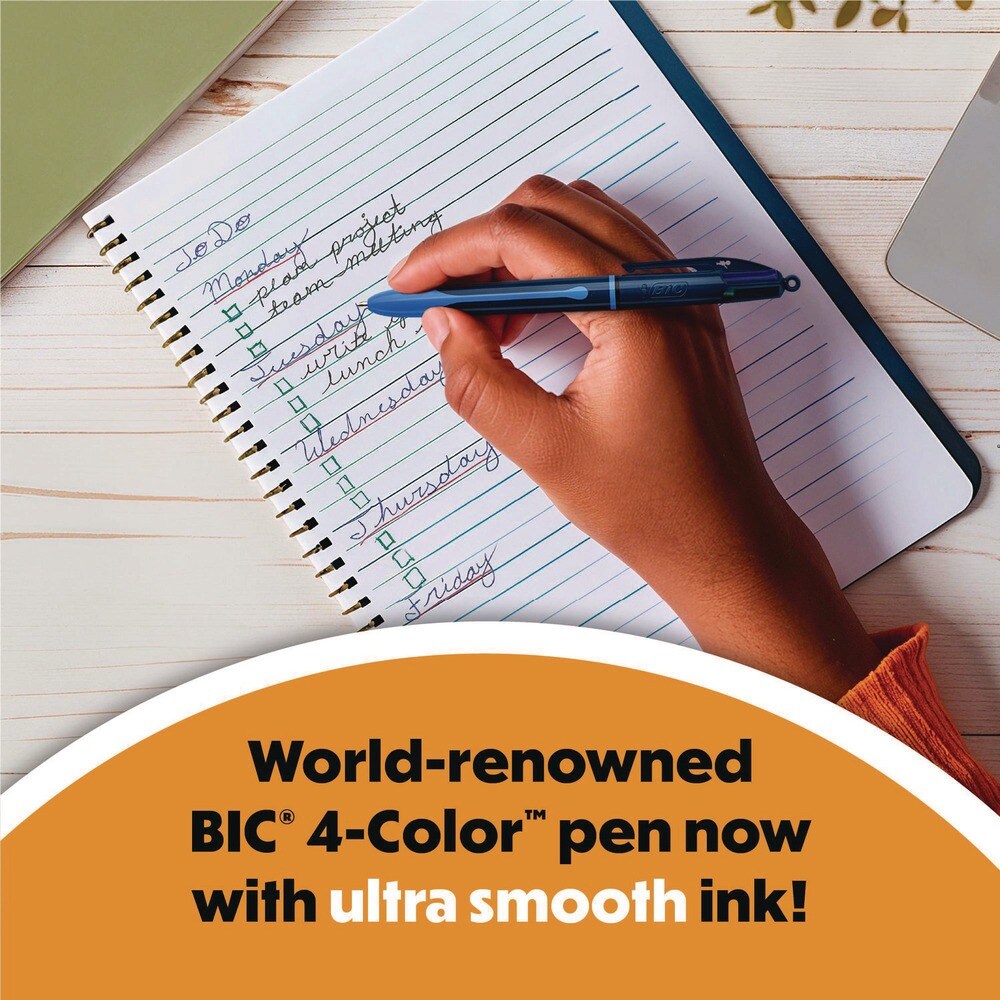 BIC 4-Color Smooth Medium 1 mm Retractable Ballpoint Pen - Multicolor (3/Pack)