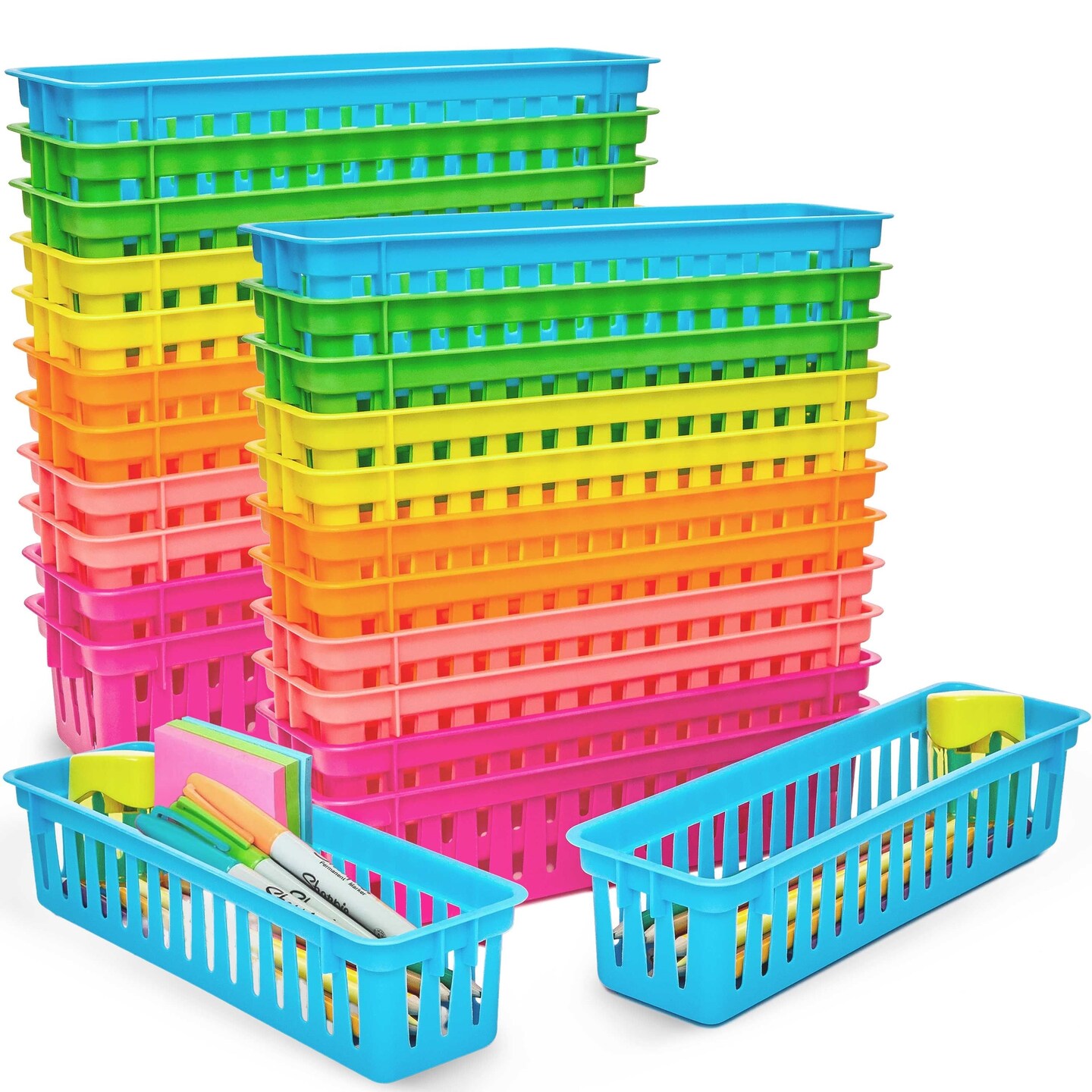 Set Of 12 Classroom Pencil Or Rubber Organizer Basket Trays