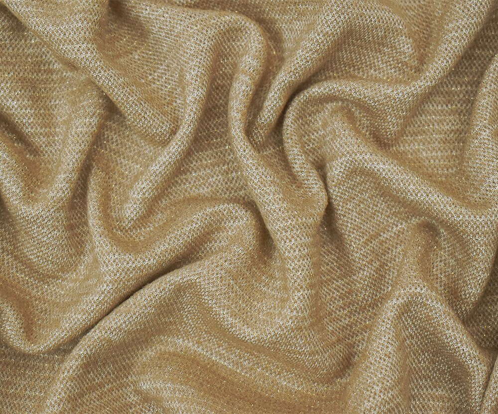 Beige-White-Gold Wool Blend Texture Sweater Knit Fabric By the Yard