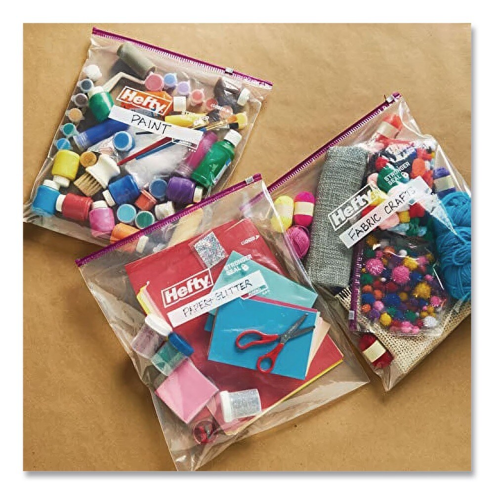 Hefty 14.38 in. x 9 in. Slider Food Storage Bags - Clear/Jumbo (12/Box)