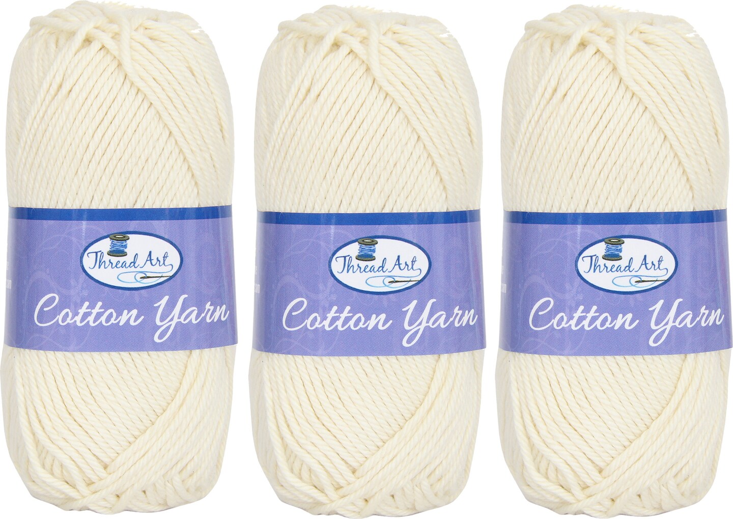 Threadart 100% Pure Cotton Crochet Yarn Size 4 | 50 gram Skeins | Worsted Medium | 85 yds per Skein | 30 Colors Available | Singles, 3 Packs, 6 Packs