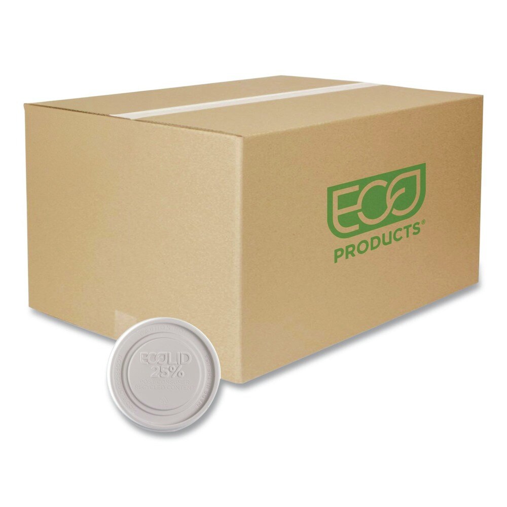 Eco-Products Evolution World EcoLid 25 Percent Recycled Food Container Lid Fits 12 to 32 oz Containers - White (500/Carton)