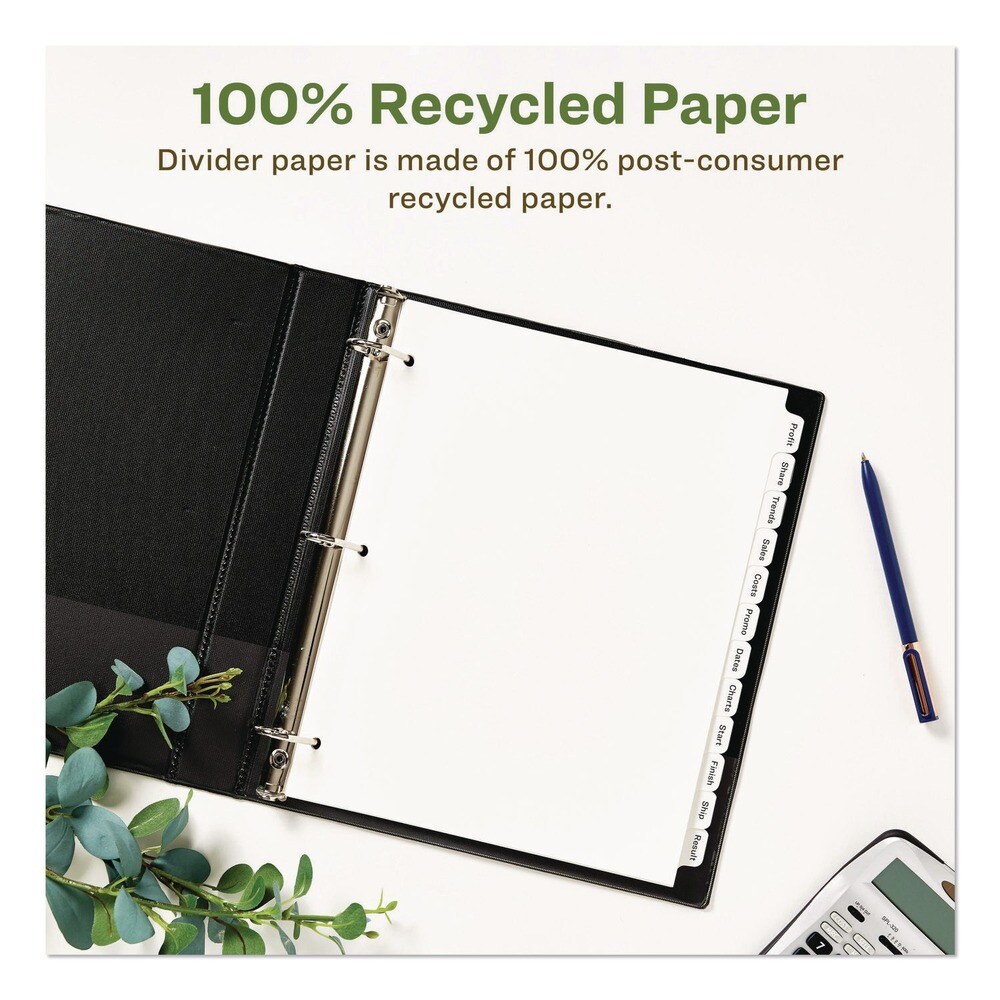 Avery 11 in. x 8.5 in. 12-Tab Index Maker EcoFriendly Print and Apply Clear Label Dividers - White (5 Sets/Pack)