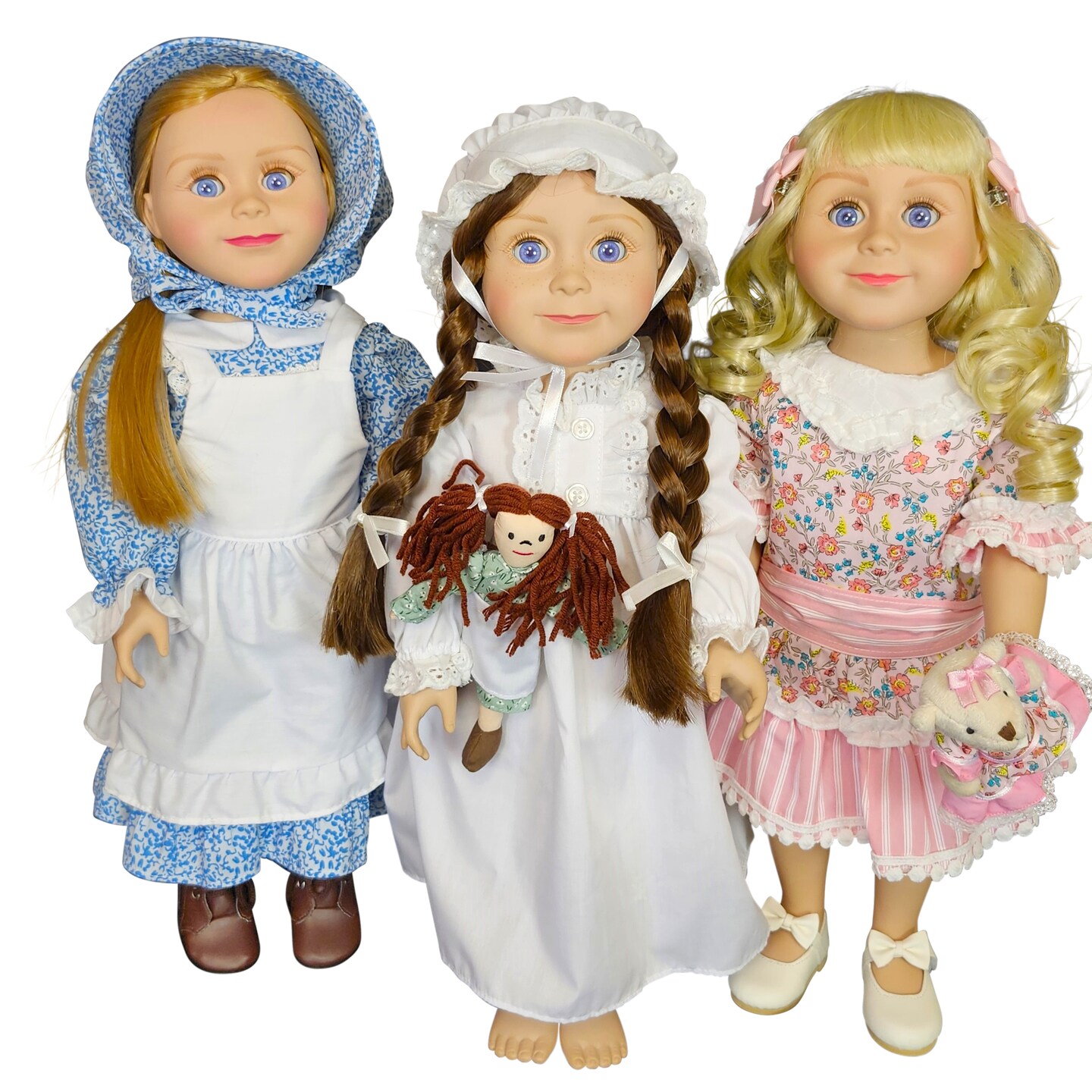 The Queens Treasures Little House 18" Dolls; Laura & Mary Ingalls, Nellie Oleson