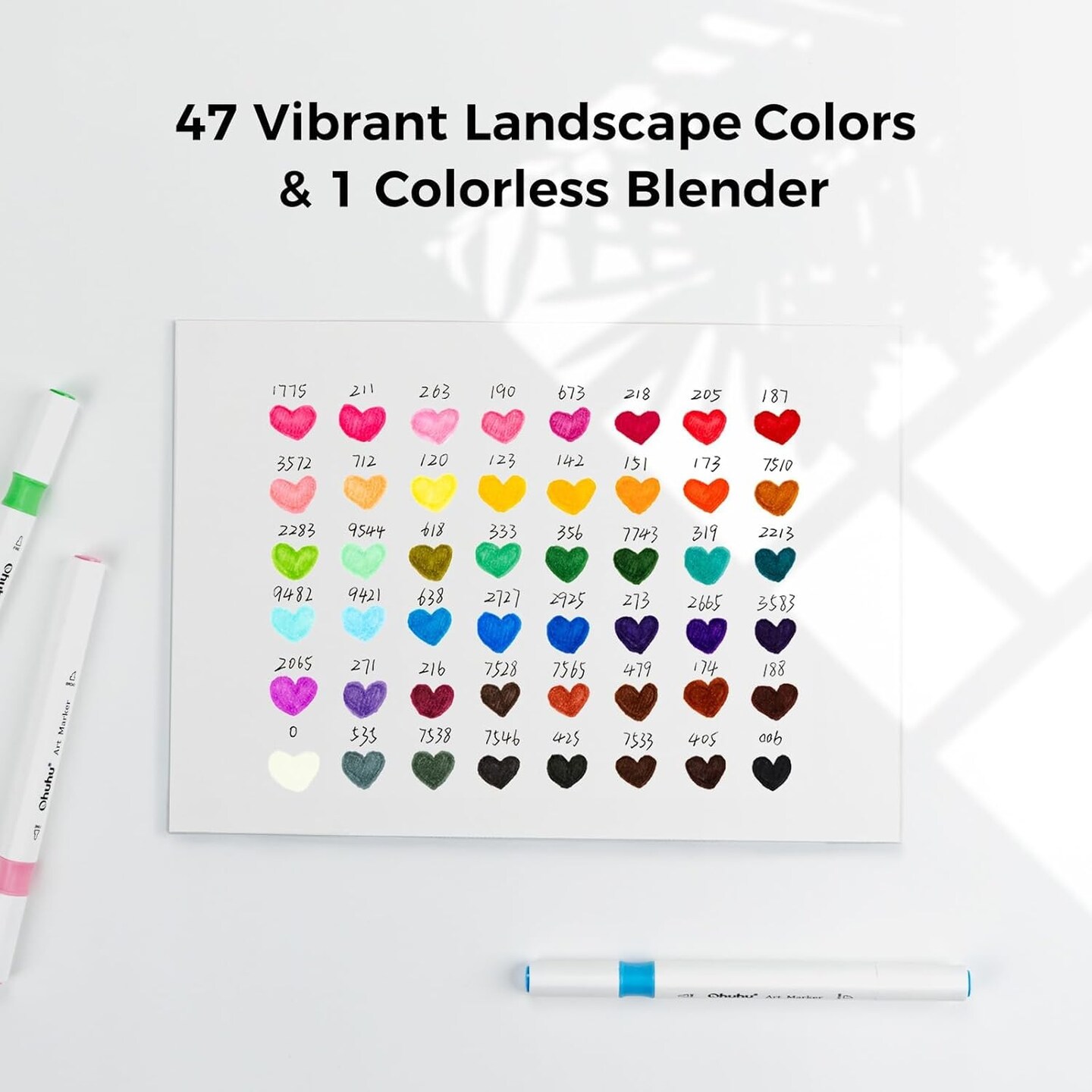 Ohuhu Markers, 48-color Art Marker Set for Architectural Design - Landscape Double Tipped Alcohol Markers - Chisel &#x26; Fine Alcohol-based Drawing Marker for Artists Students&#x27; Art Class Adults Coloring