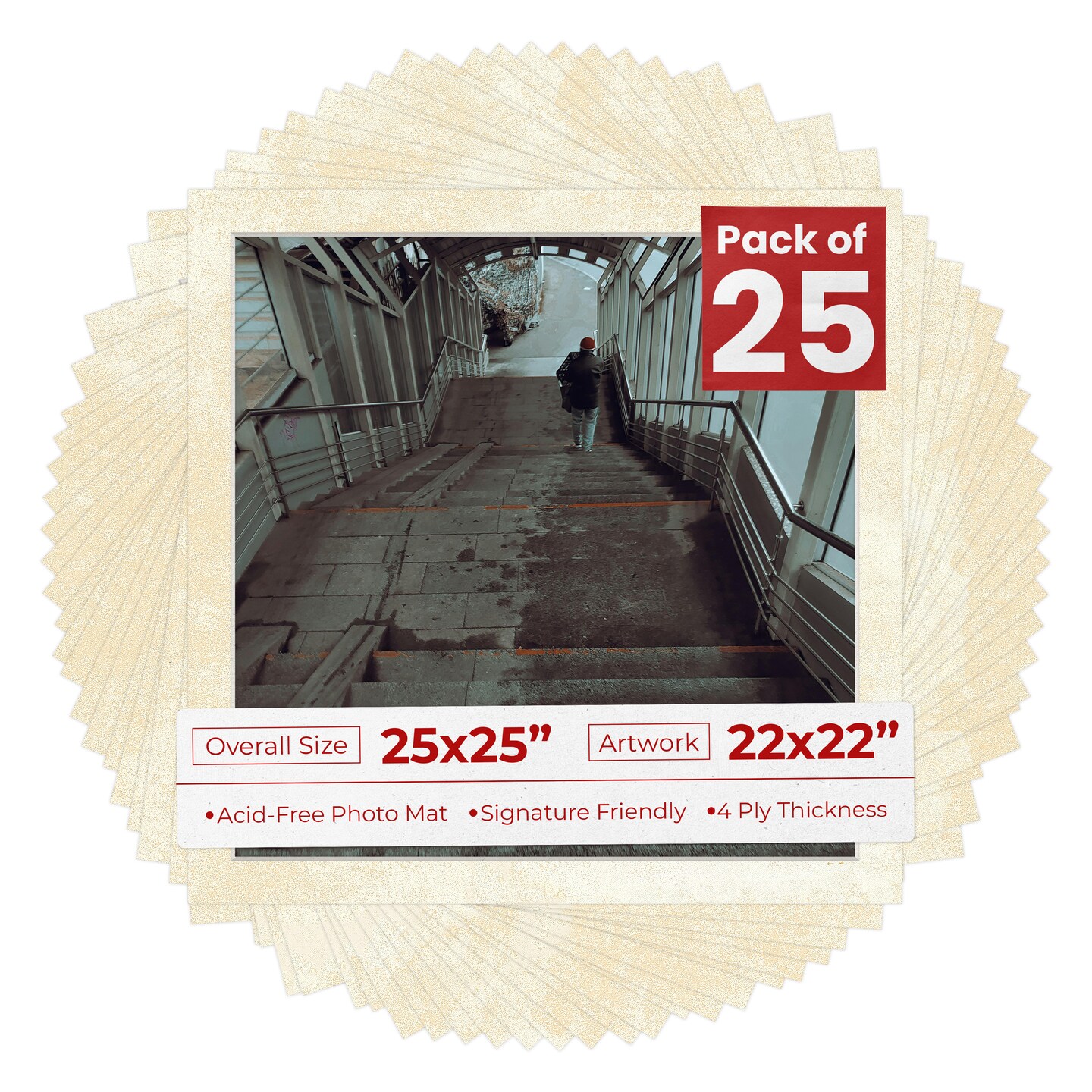 Earthen Off White Mat Board for 25x25 Frames - Fits 22x22 Photos