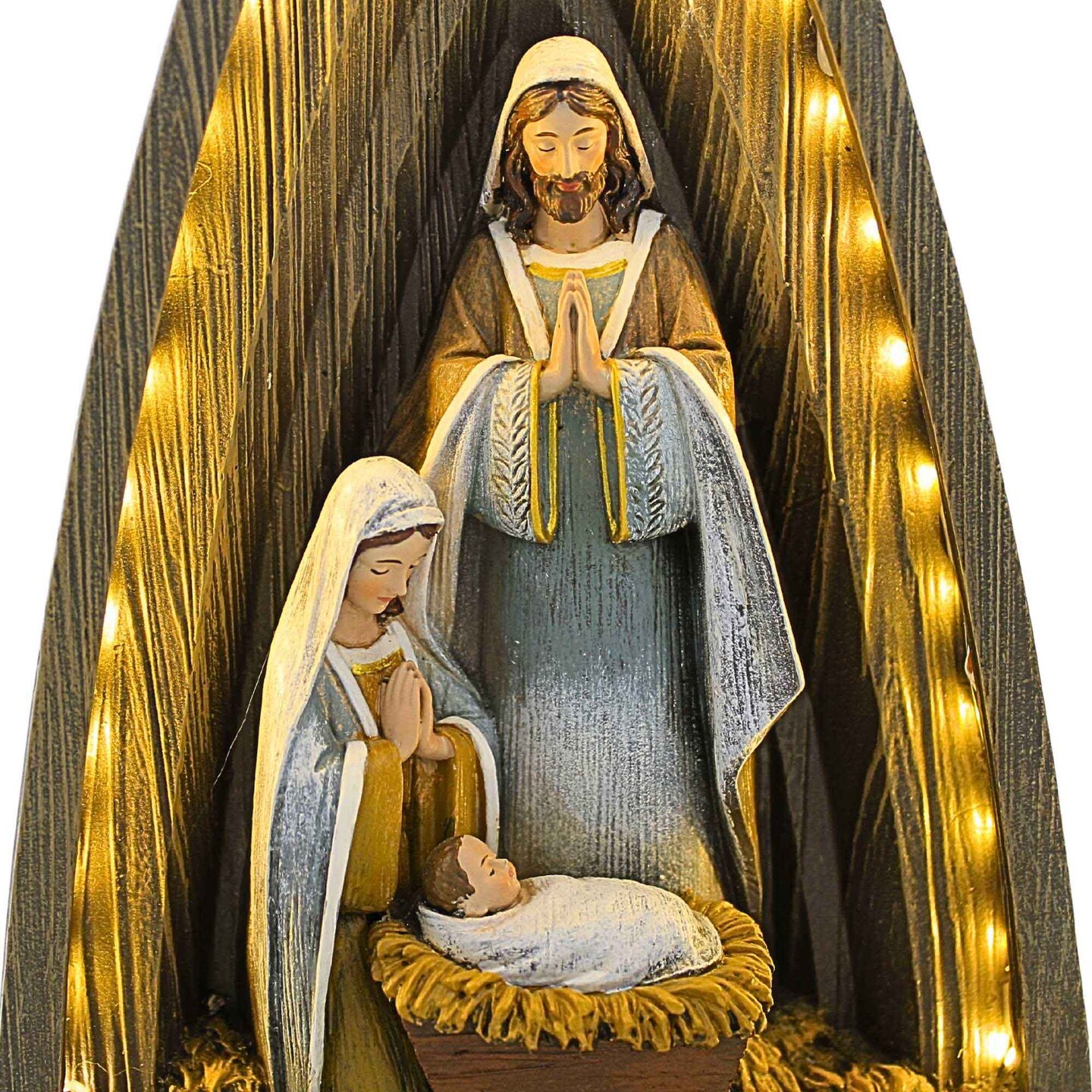 Joseph Studio 9.0 Inch Lighted Layered Holy Family Christmas Figurine , Eco Friendly Christmas Decor Arch Stable Scene