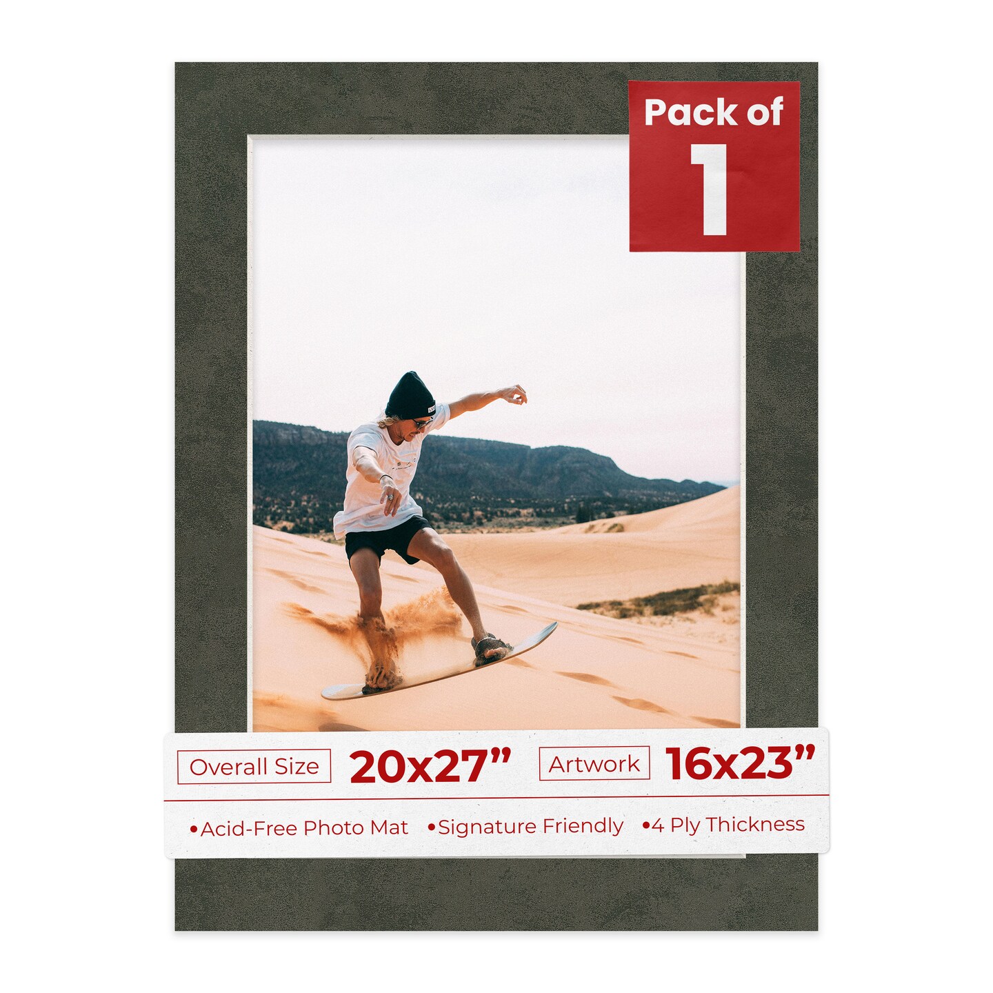 Earthen Gray Mat Board for 20x27 Frames - Fits 16x23 Photos, Color ...