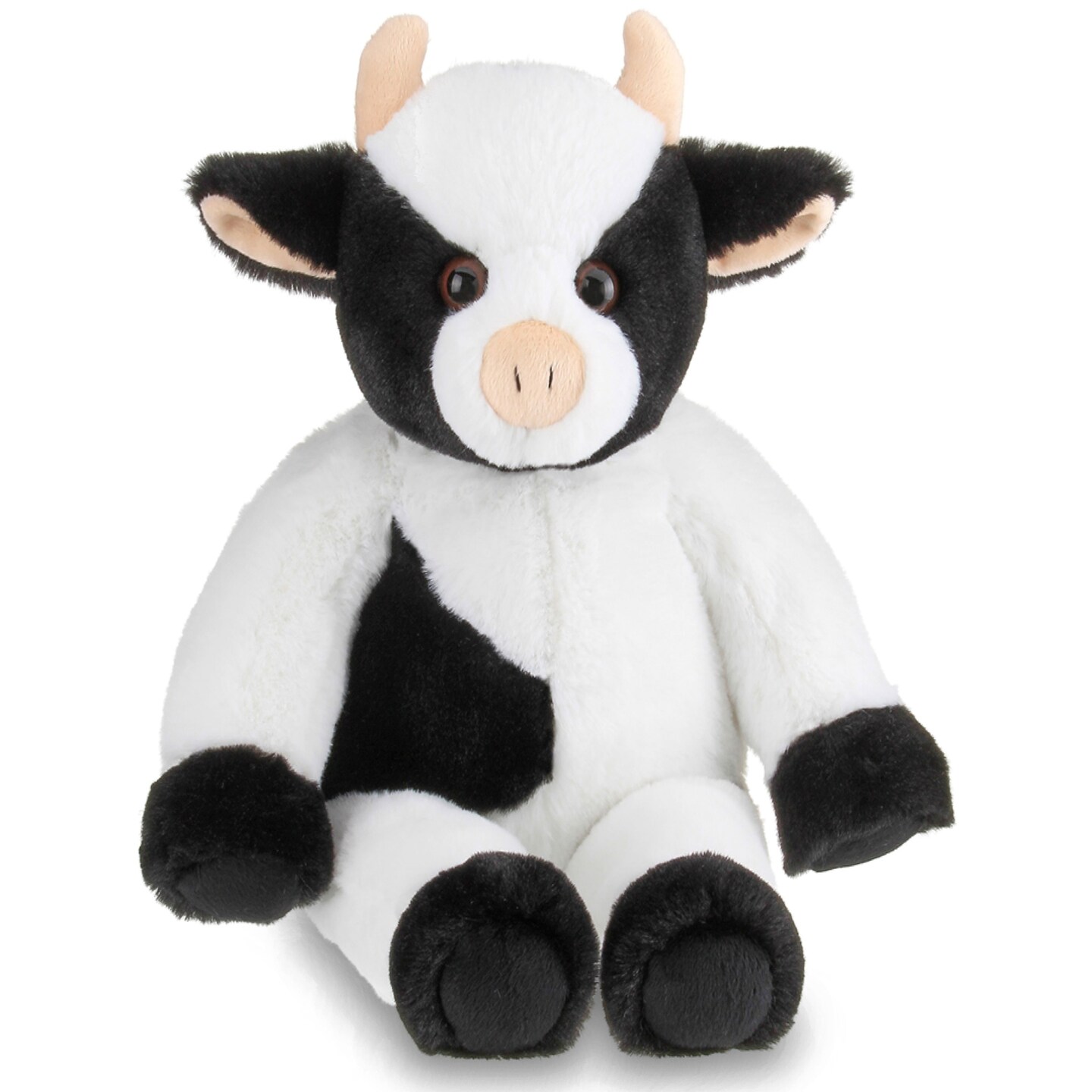 Bearington Cowlin The Cow Plush Toy: 15&#x201D; Tall Friendly Stuffed Farm Animal, Black and White with Velour Faux-Fur and Soft Horns; Surface Washable; Great Gift for Boys, Girls, Animal Lovers of All Ages