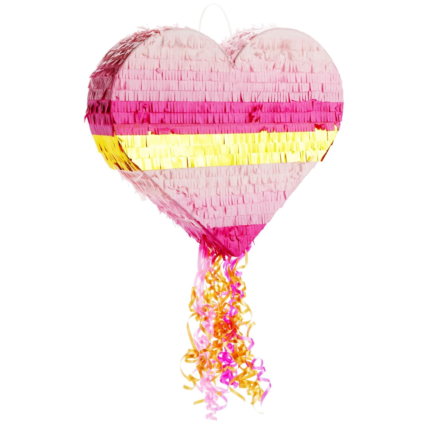 Sparkle and Bash Pink and Gold Ombre Pull String Heart Pinata, Ideal for Birthday Party Decorations &#x26; Supplies, Quinceanera, Valentine&#x27;s Day (16 x 13 x 3 In, Small)