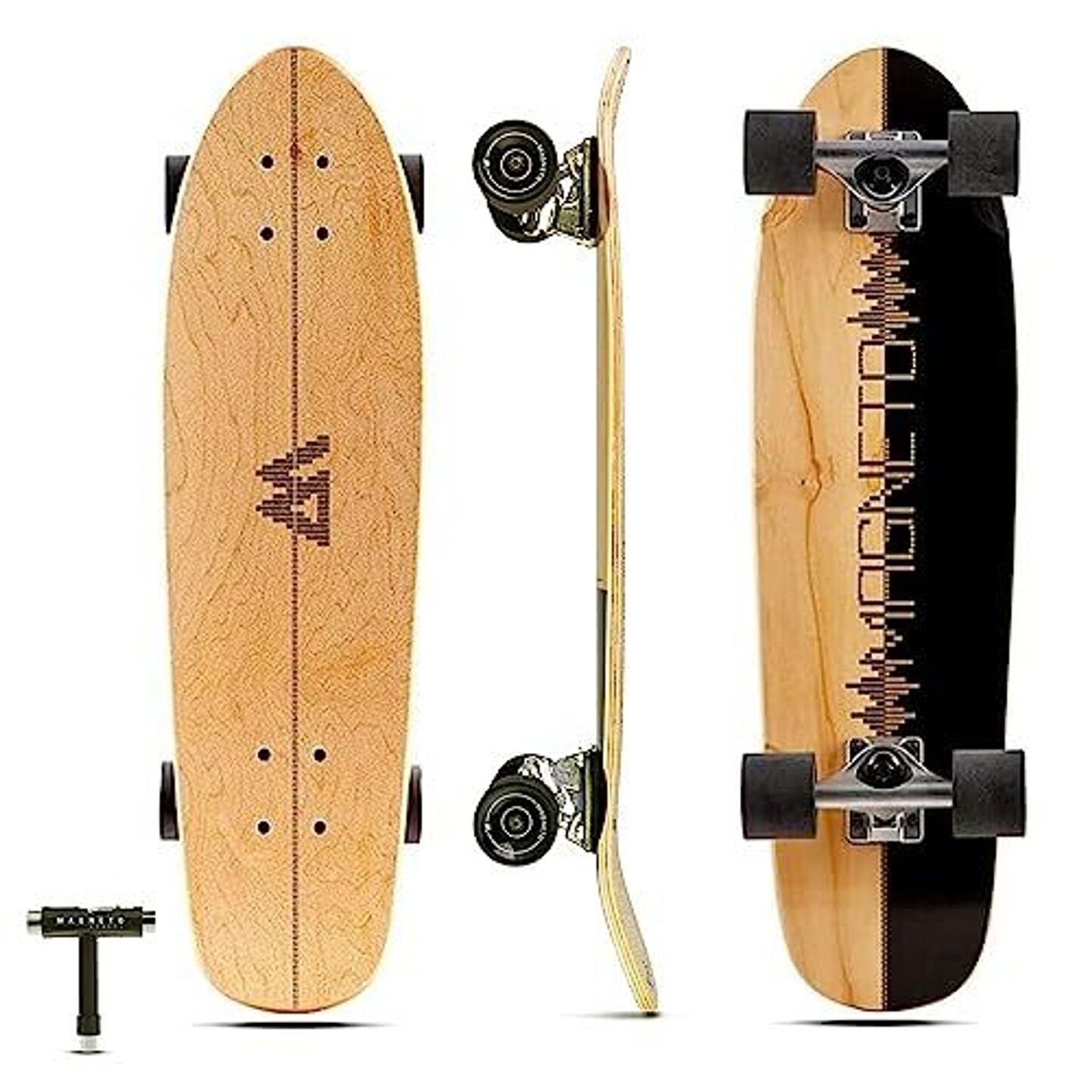Magneto 27.5&#x22; x 7.5&#x22; Complete Skateboard &#x2013; 6-Layer Canadian Maple, Double Kick Concave Deck &#x2013; Cruiser for Beginners, Kids Ages 3-14, Teens