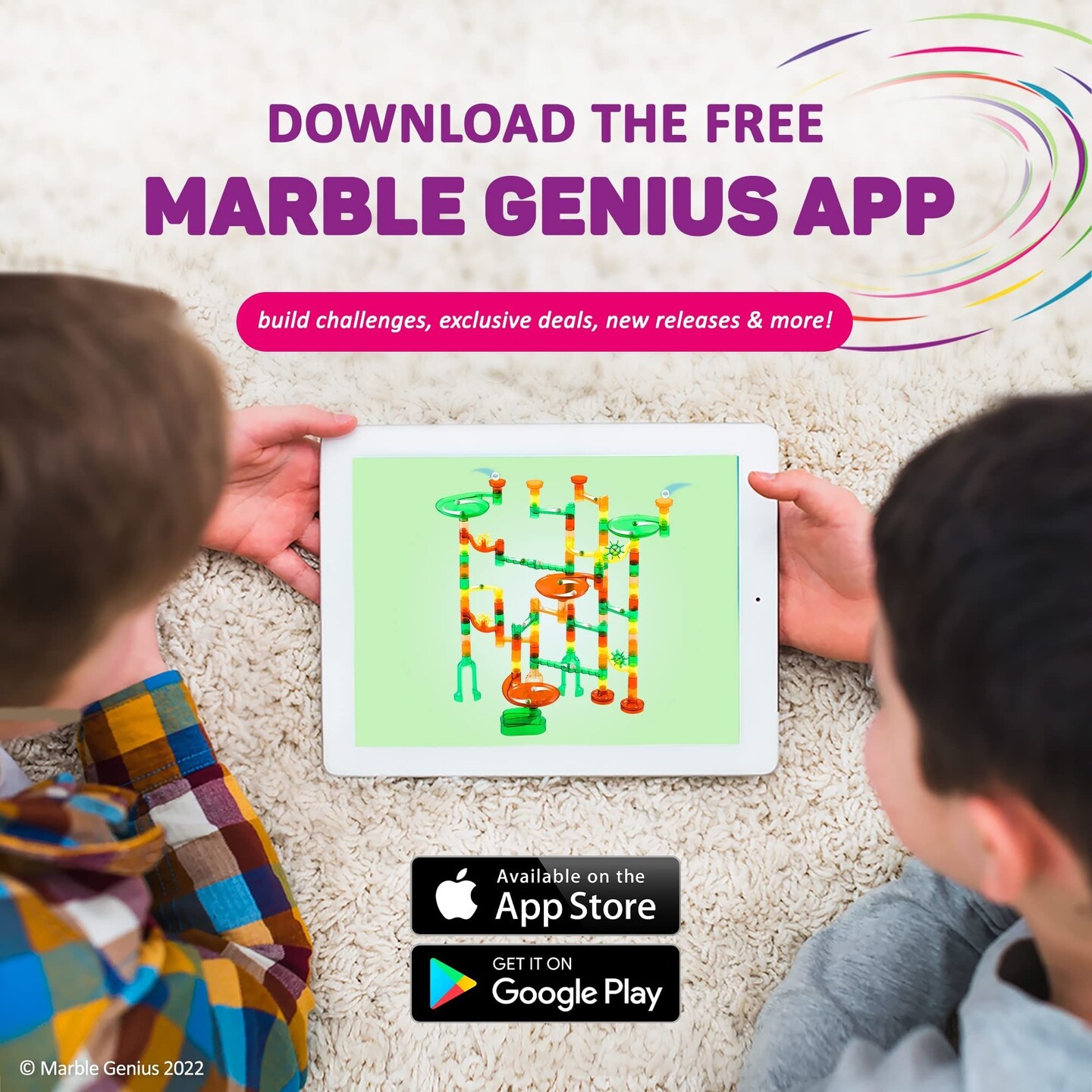 Marble Genius Marble Run Starter Set STEM Toy for Kids Ages 4 - 12 - 130 Complete Pieces (80 Translucent Marbulous Pieces and 50 Glass Marbles), Construction Building Block Toys, Theme (Dinosaur)