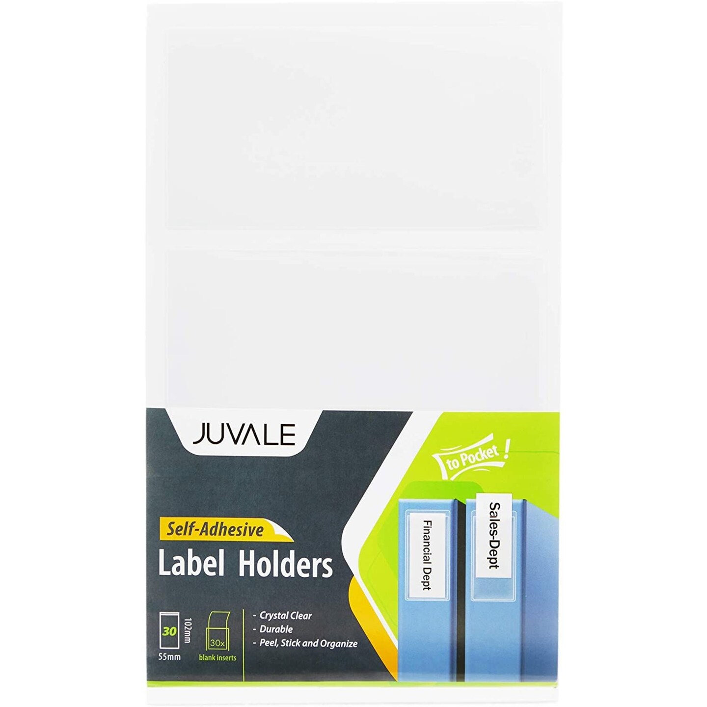 30 Pack Self Adhesive Pockets with Blank Card Labels, Clear Label Holders with White Cards (2.1 x 4 In)