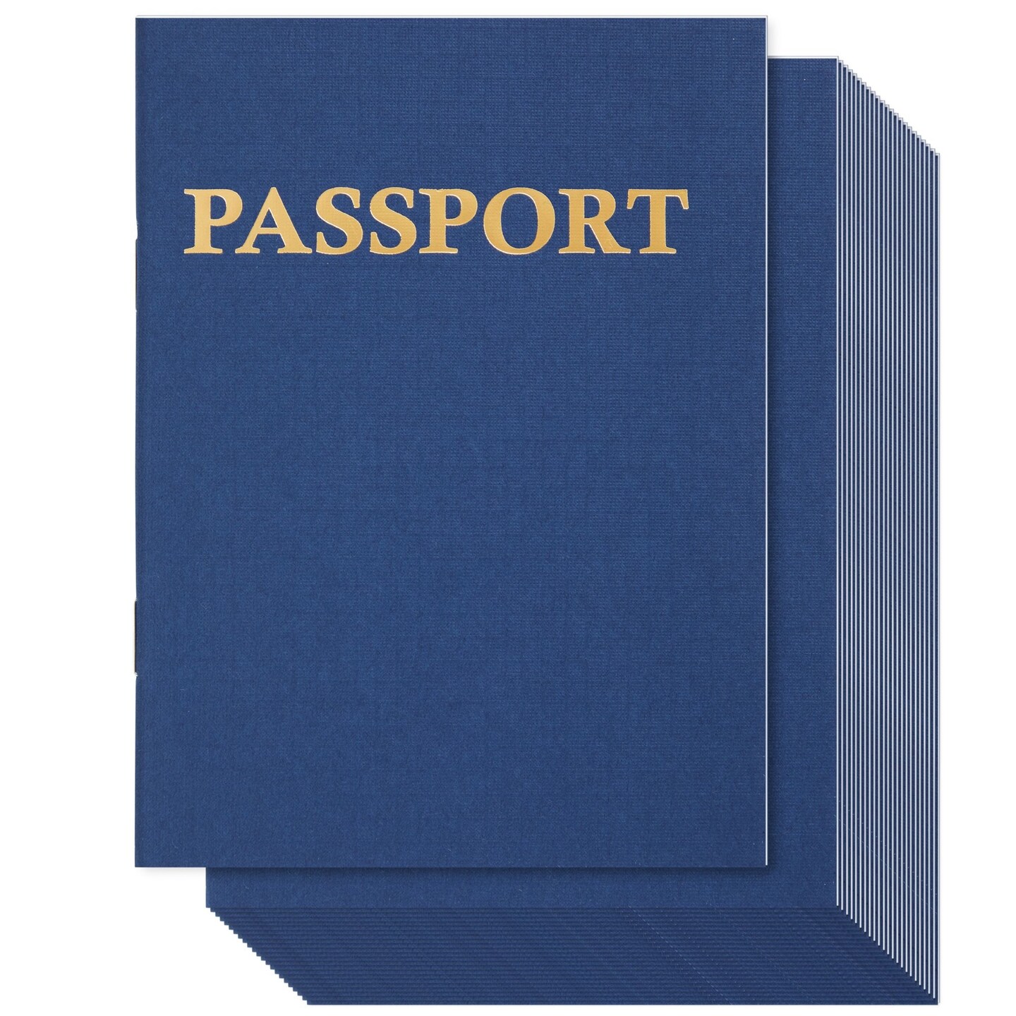 Juvale 24-Pack Blank Passport Notebooks for Kids, 4.1 x 5.6 Inches, Pretend Passport Books for Kids Travel Play and Classroom Activities, Blue
