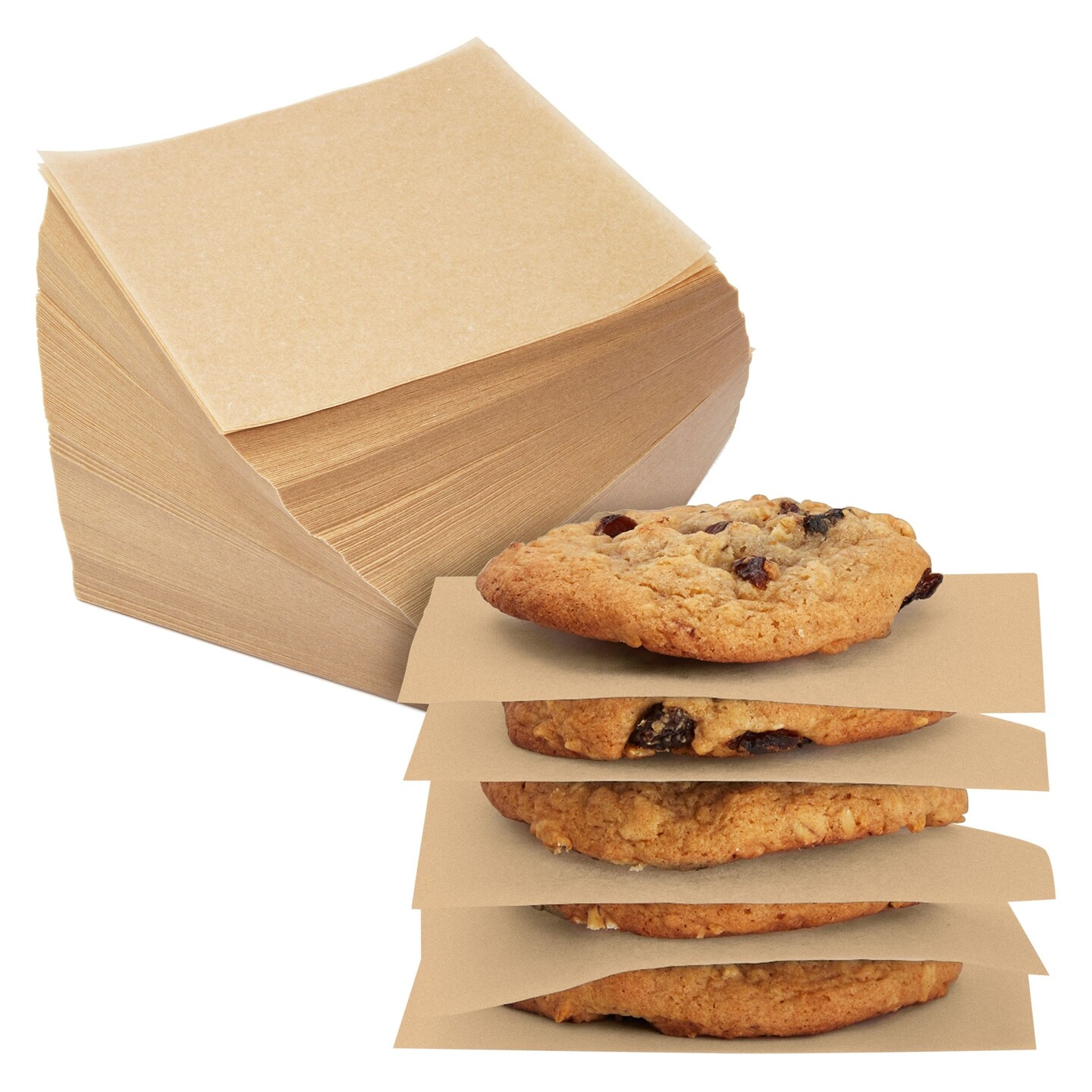 1000 Sheets Precut 4x4 Parchment Paper Squares, Bulk Brown Unbleached Liners for Baking, Cookies, Hamburger Patty Press