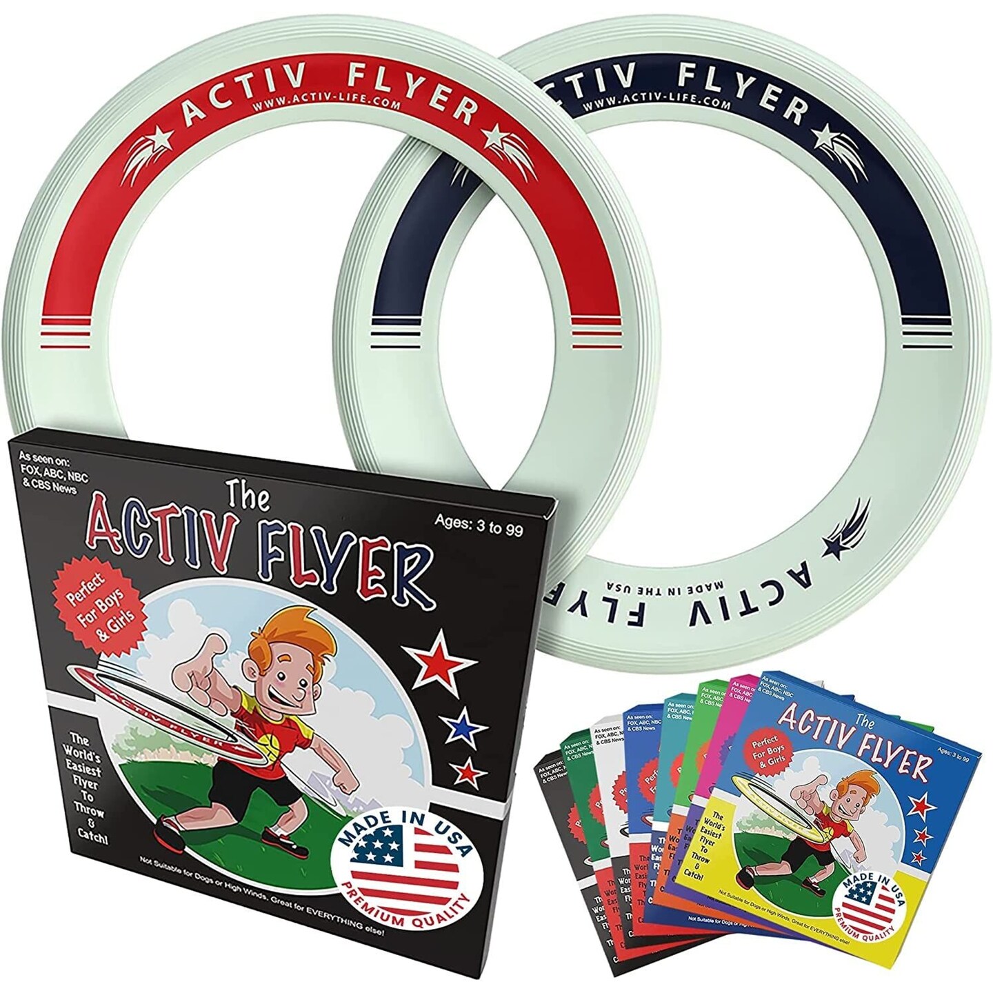 Activ Life Flying Rings for Kids, Fun Beach Toys, Gifts for Boys Girls Teens, Cool Family Outdoor Games, Play at Swimming Pool, Playground, Basket Fillers Birthday Presents, Glow in The Dark