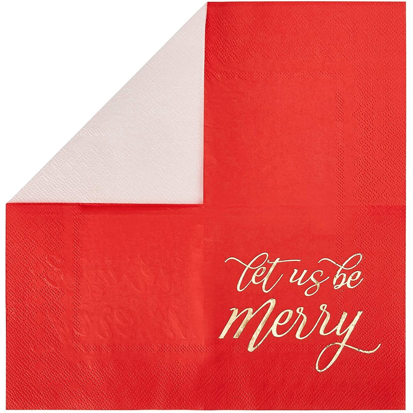 102-Pack Christmas Napkins, 3-Ply Disposable Paper Tableware for Holiday Party Supplies, Beverages, Cocktails, Table Decorations, Gold Foil Design, 3 Colors (5x5 In)