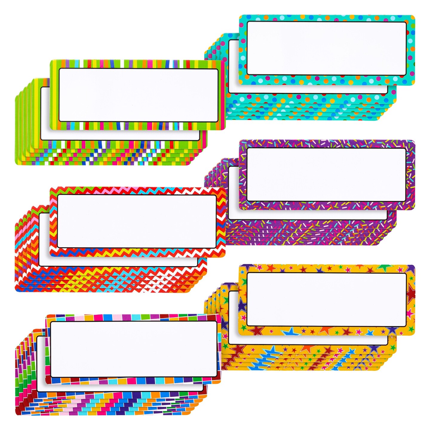 Juvale 36-Pack Magnetic Dry Erase Labels, 6 Designs, 2x5 Inches Labels for Whiteboard, Magnetic Name Plate for Lockers, Magnet Name Tags, School Supplies for Teachers