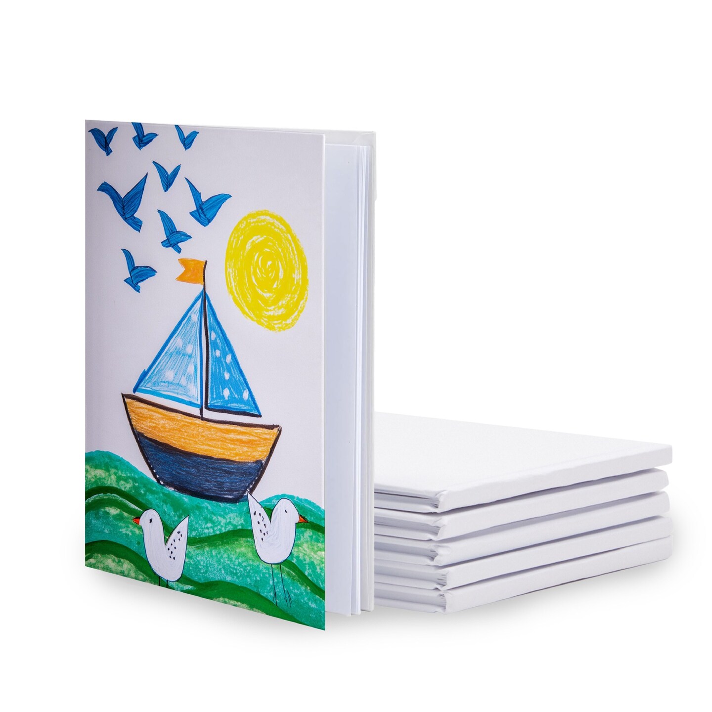 6 Pack 6x8 inch White Blank Hardcover Books for Kids to Write Stories, Unlined Scrapbook and Journal - 18 Sheets/36 Pages Each