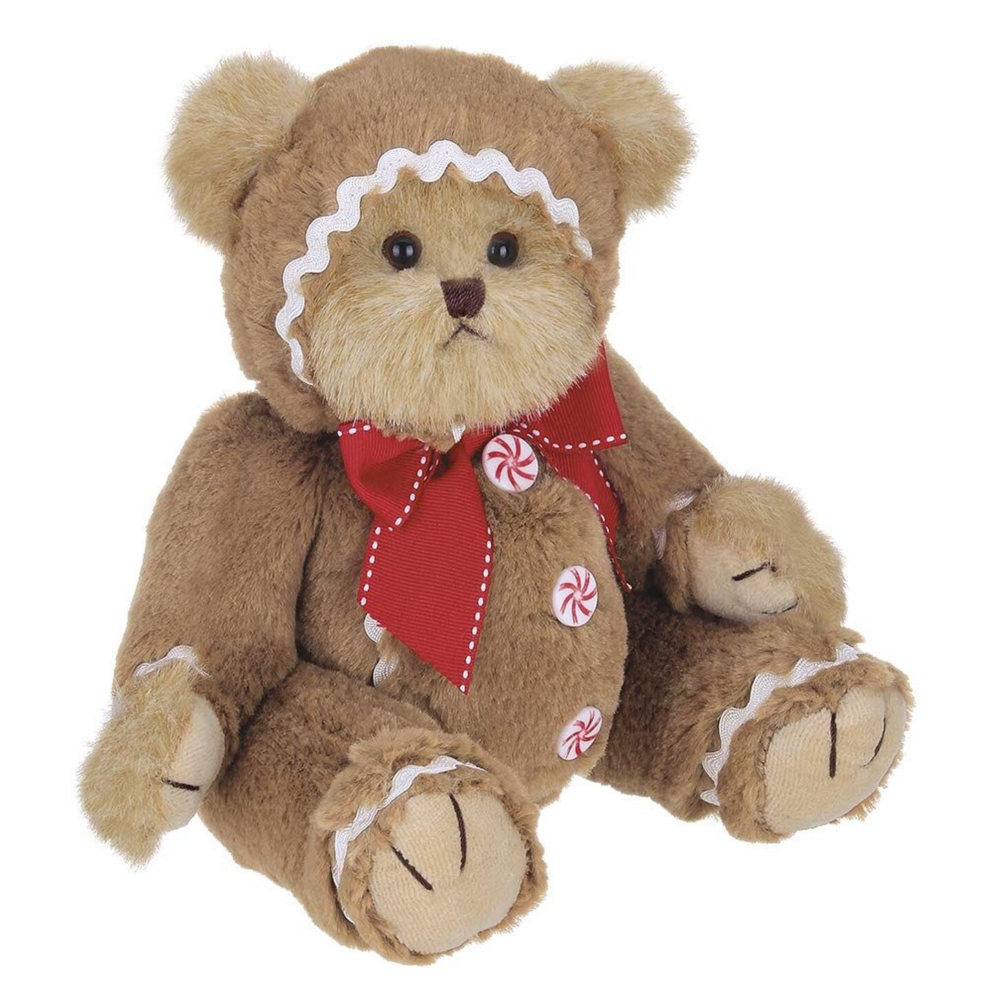 Bearington Gingerbeary Holiday Plush Stuffed Animal Teddy Bear in Gingerbread Man Suit, 10 inches