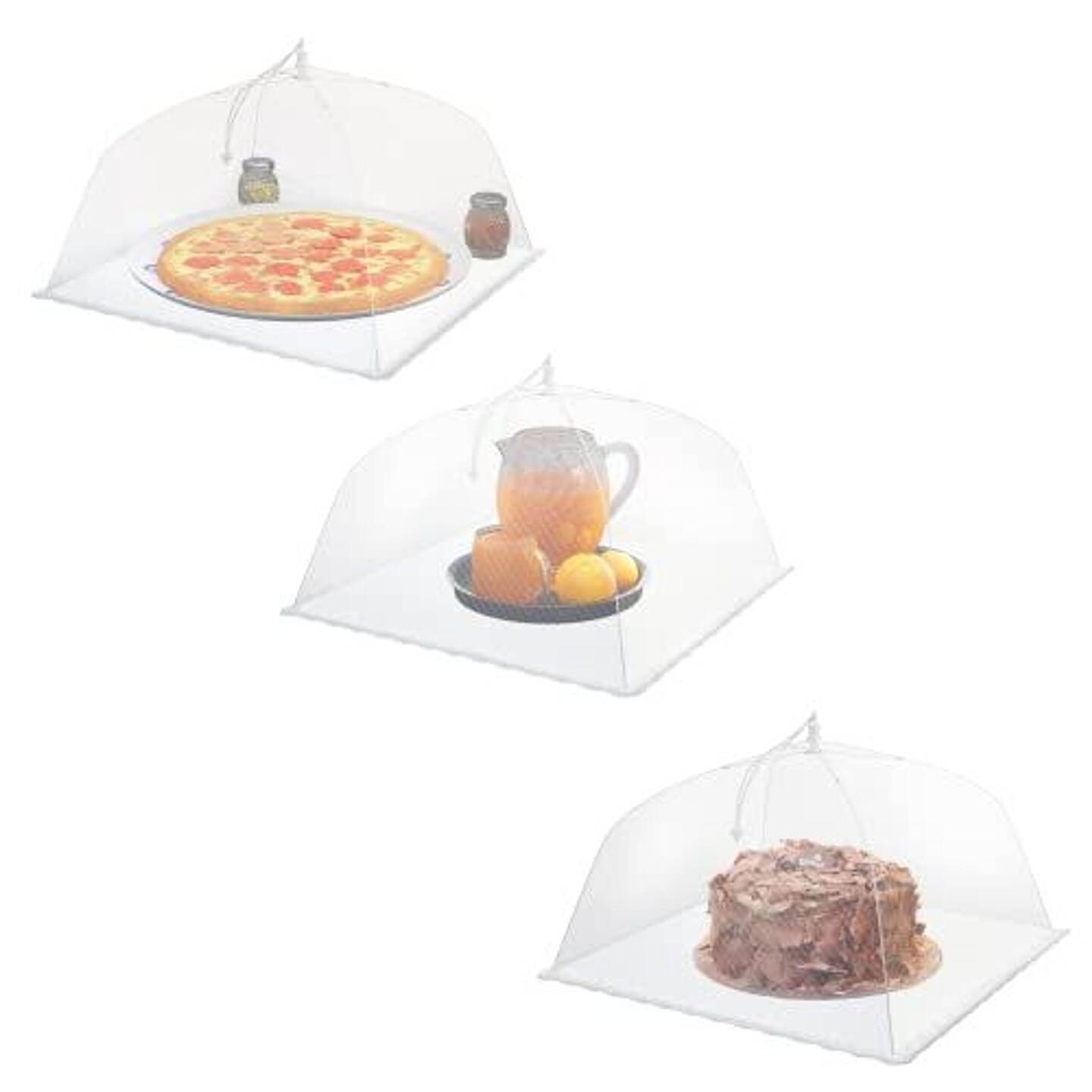 Simply Genius 3 Pack Large &#x26; Tall 17x17 Inches Pop-Up Mesh Food Covers Tent Umbrella for Outdoors, Reusable &#x26; Collapsible Picnic Accessories Outdoor Food Covers for Outdoor Parties, Picnics &#x26; BBQs