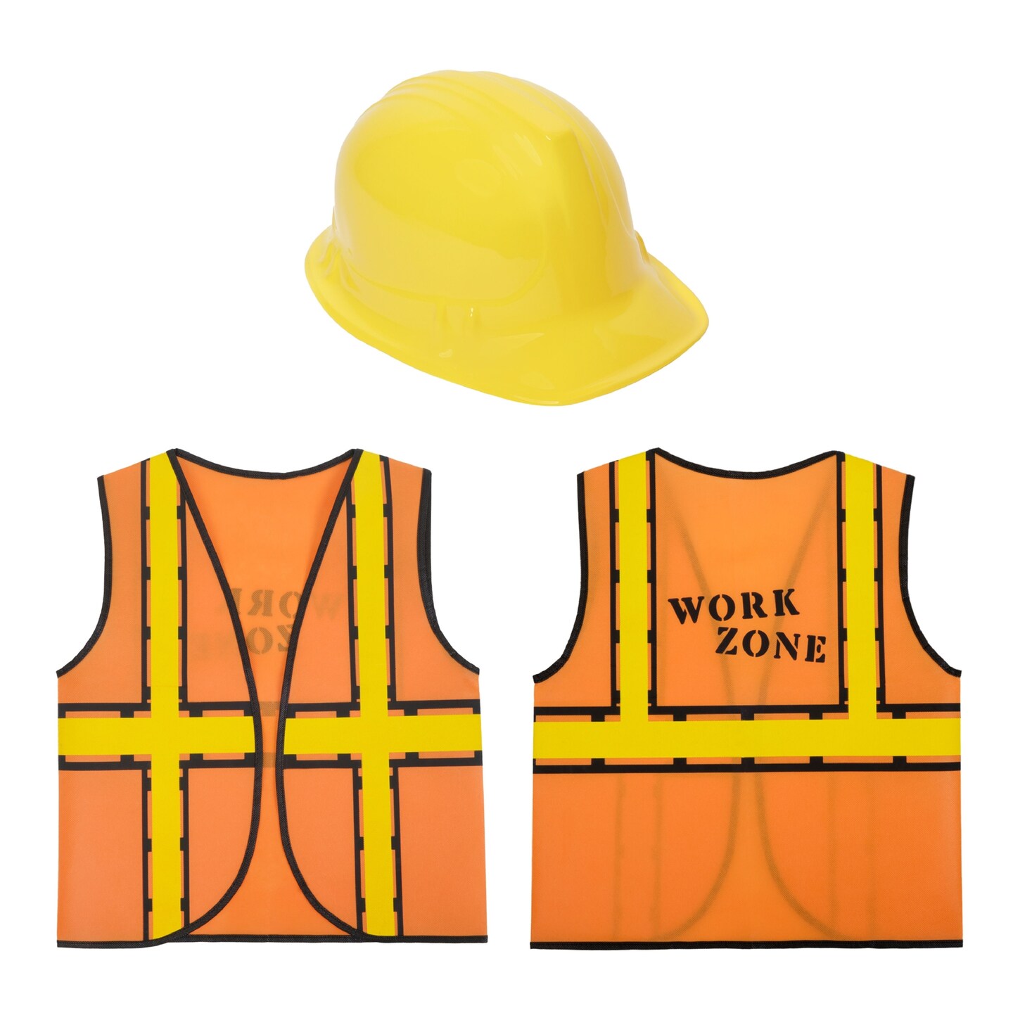 BLUE PANDA 6 Set Construction Worker Costume, Kids Construction Vest and Kids Hard Hat for Dress-Up, Construction Theme Birthday Party, or Halloween Costume, For Ages 3-14