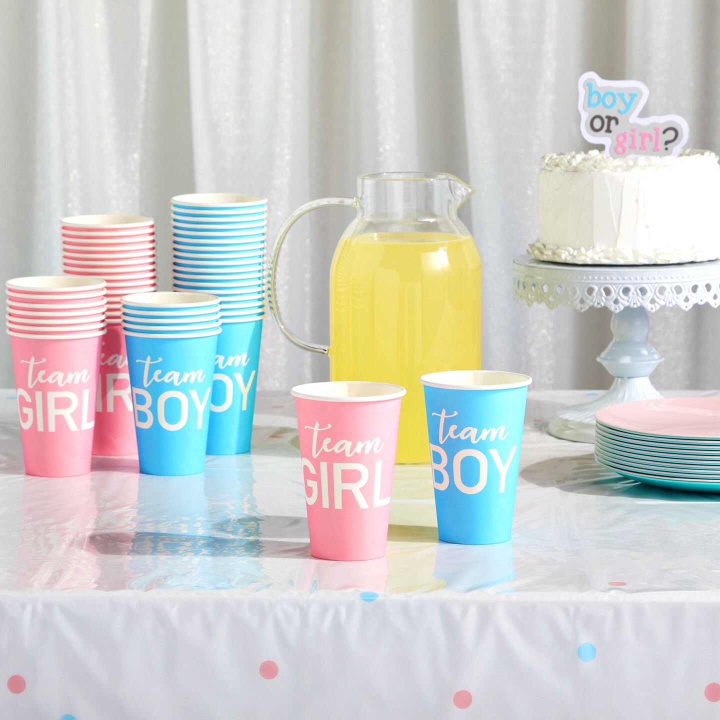 Paper Party Cups, Gender Reveal Party Supplies (12 oz, Pink and Blue, 50-Pack)