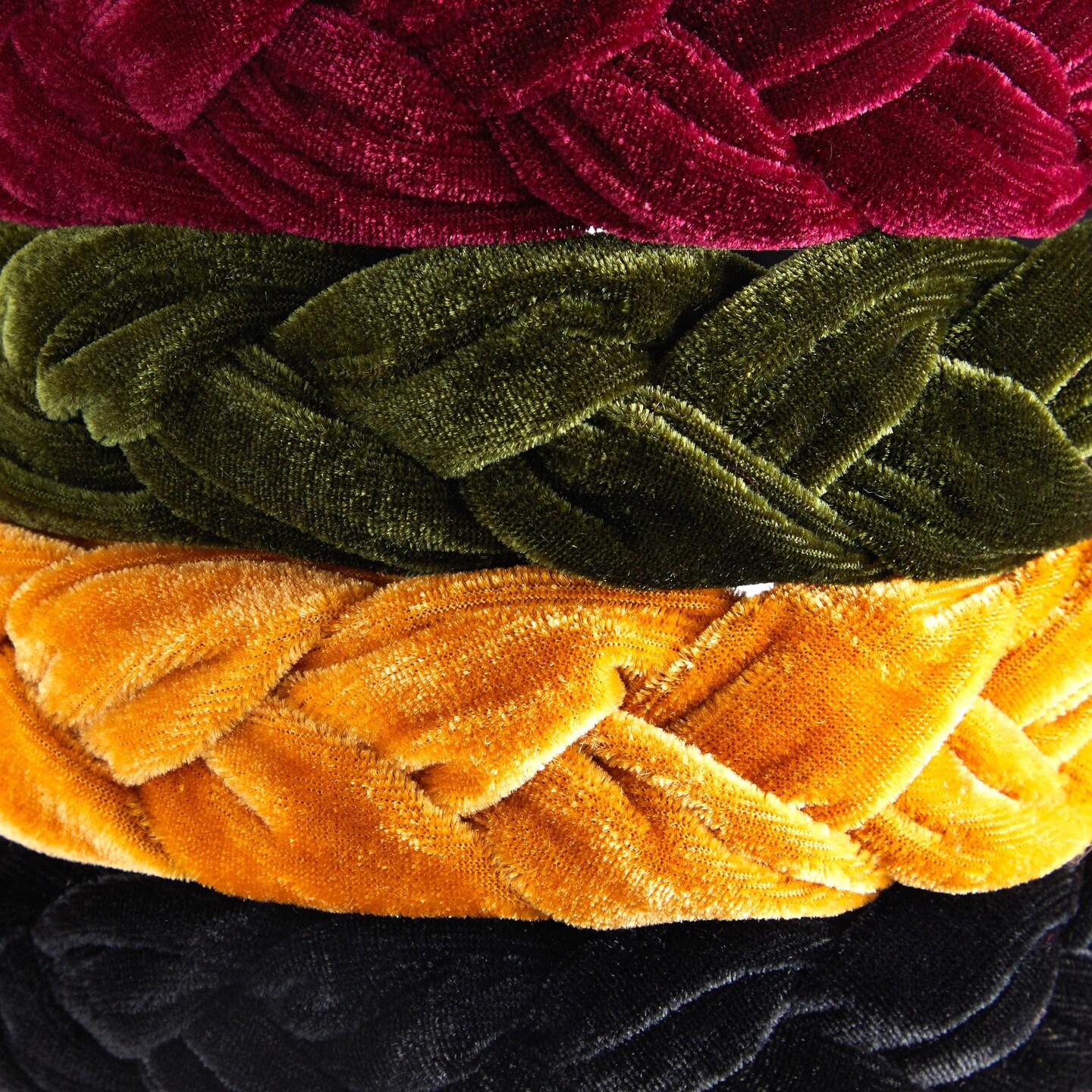 4 Pack Velvet Braided Headbands for Women, Wide, Non-Slip Padded Hair Accessories (4 Colors)