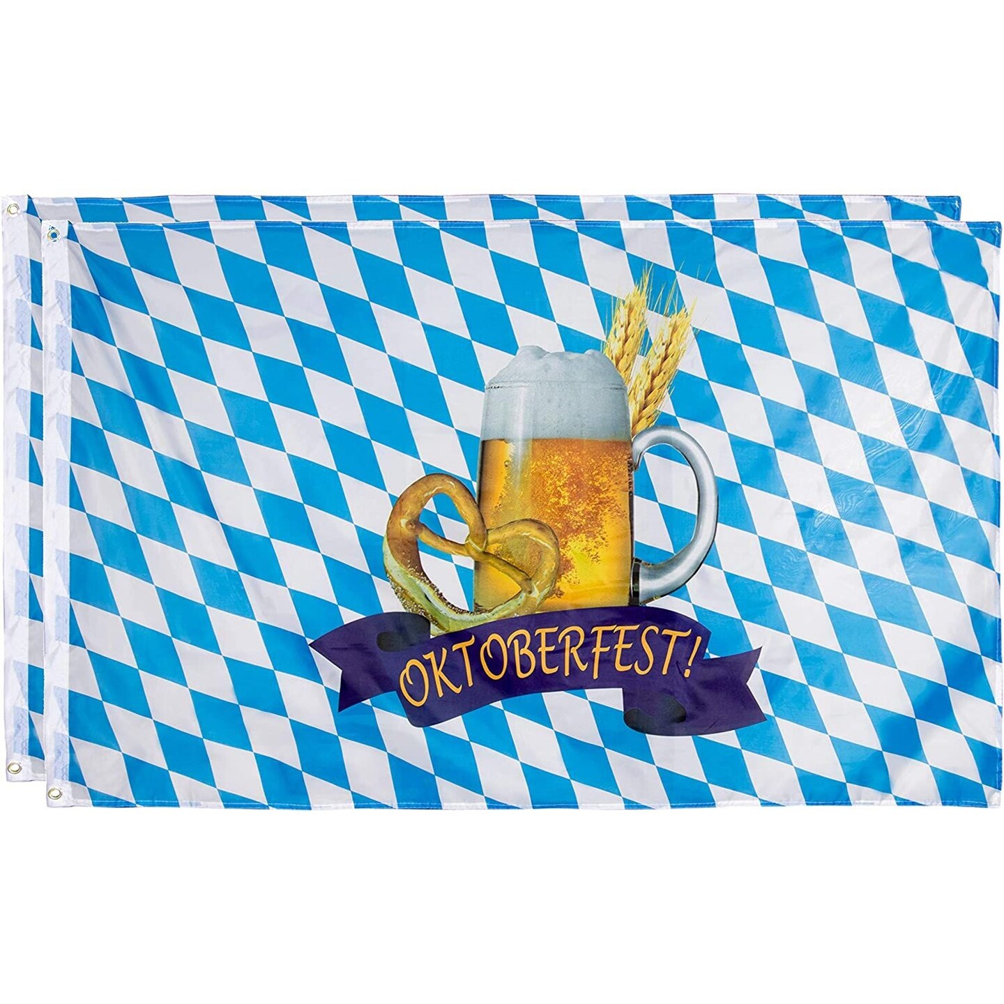 Oktoberfest Flags, Decorative German Beer and Bavarian Flag Design (2 Pack, 35.4 x 60 In)