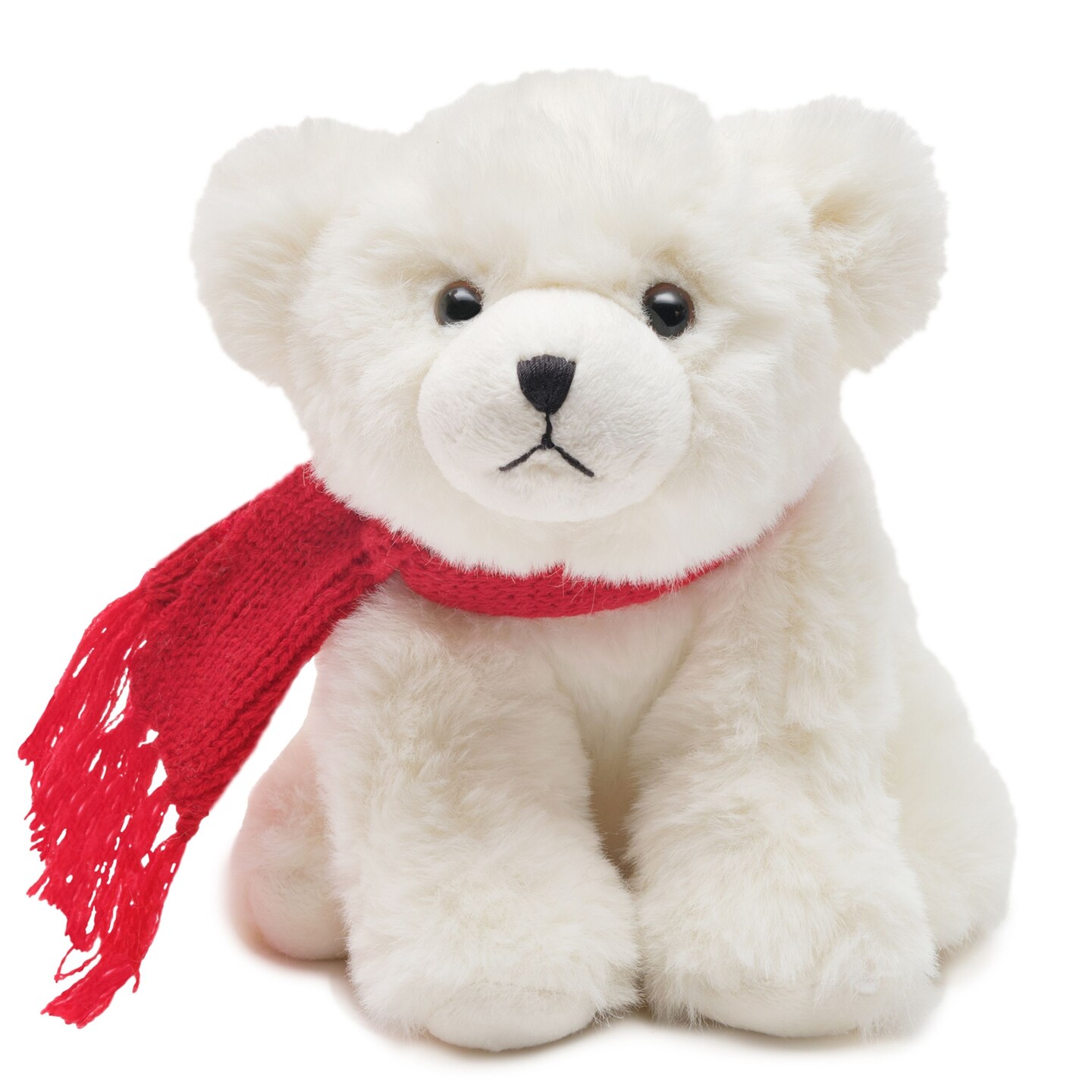 Bearington Frosty Polar Bear Plush, 7 Inch Christmas Stuffed Animal with Scarf, For Ages 3-14