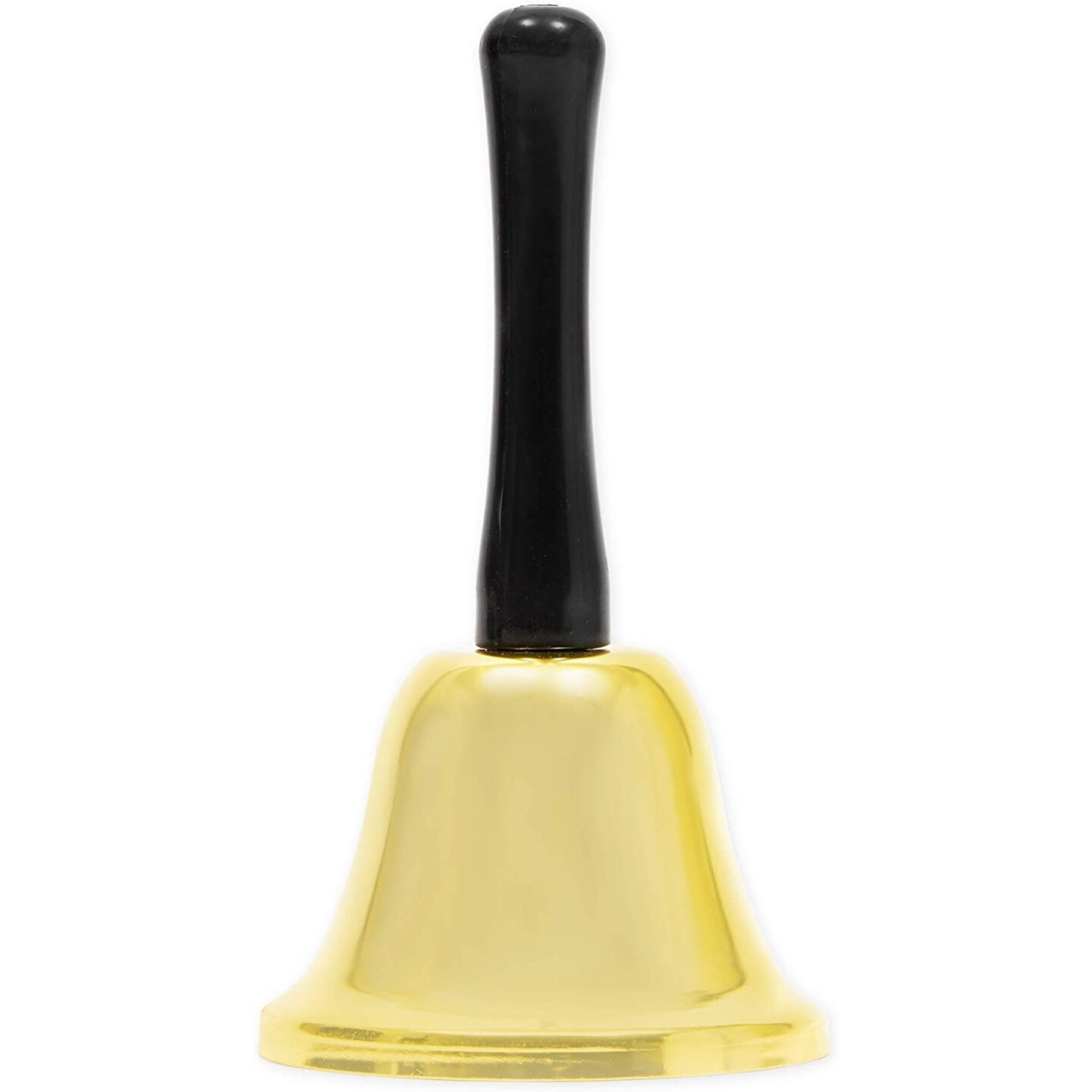 Hand Bell, 3x5 inches Gold Steel Call Bell Ringbell with Plastic Handle for Signaling Assistance, Loud Call, Jingle Bells Alarm, Christmas Toy, School, Church, Classroom, Bar, Event Decoration