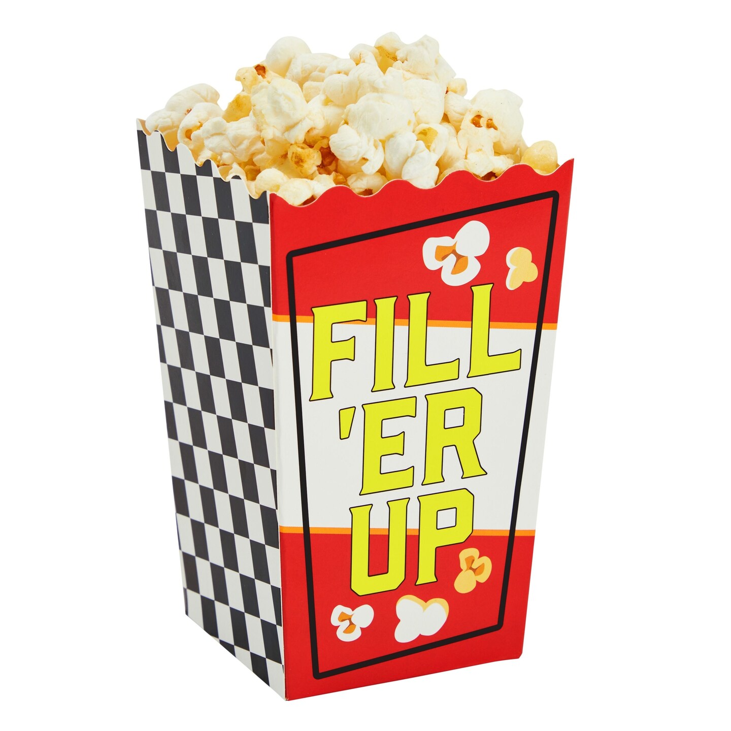 50 Pack Race Car Popcorn Boxes for Birthday Decorations, Checkered Flag 20 oz Buckets for Party Supplies (3 x 6 In)