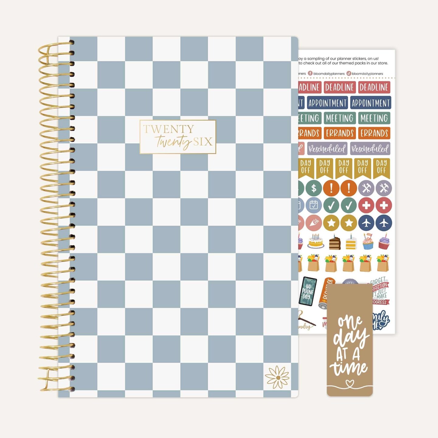 bloom daily planners 2026 Soft Cover Weekly & Monthly Planner, 5.5" x 8.25", Checkered