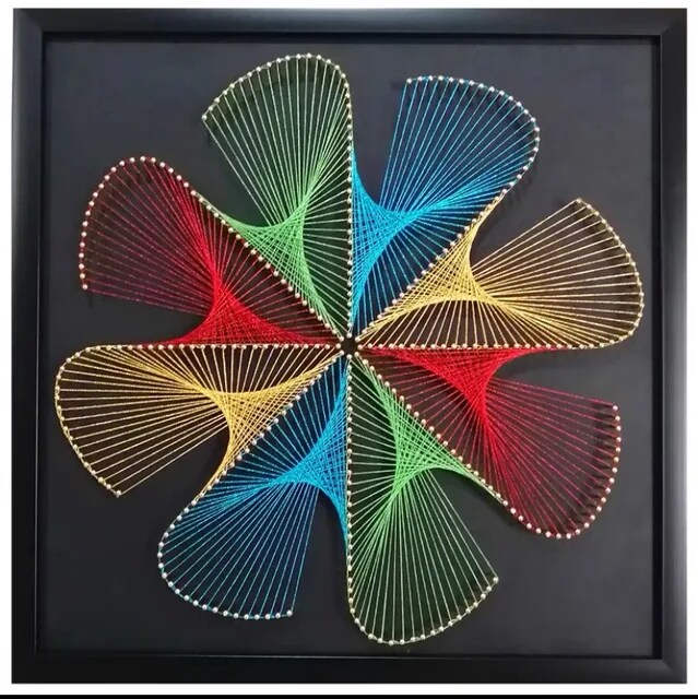 String Art DIY Kit - Rainbow Swirl. Wizardi Geometry Nail Painting F07-M12-2-DHGG29216