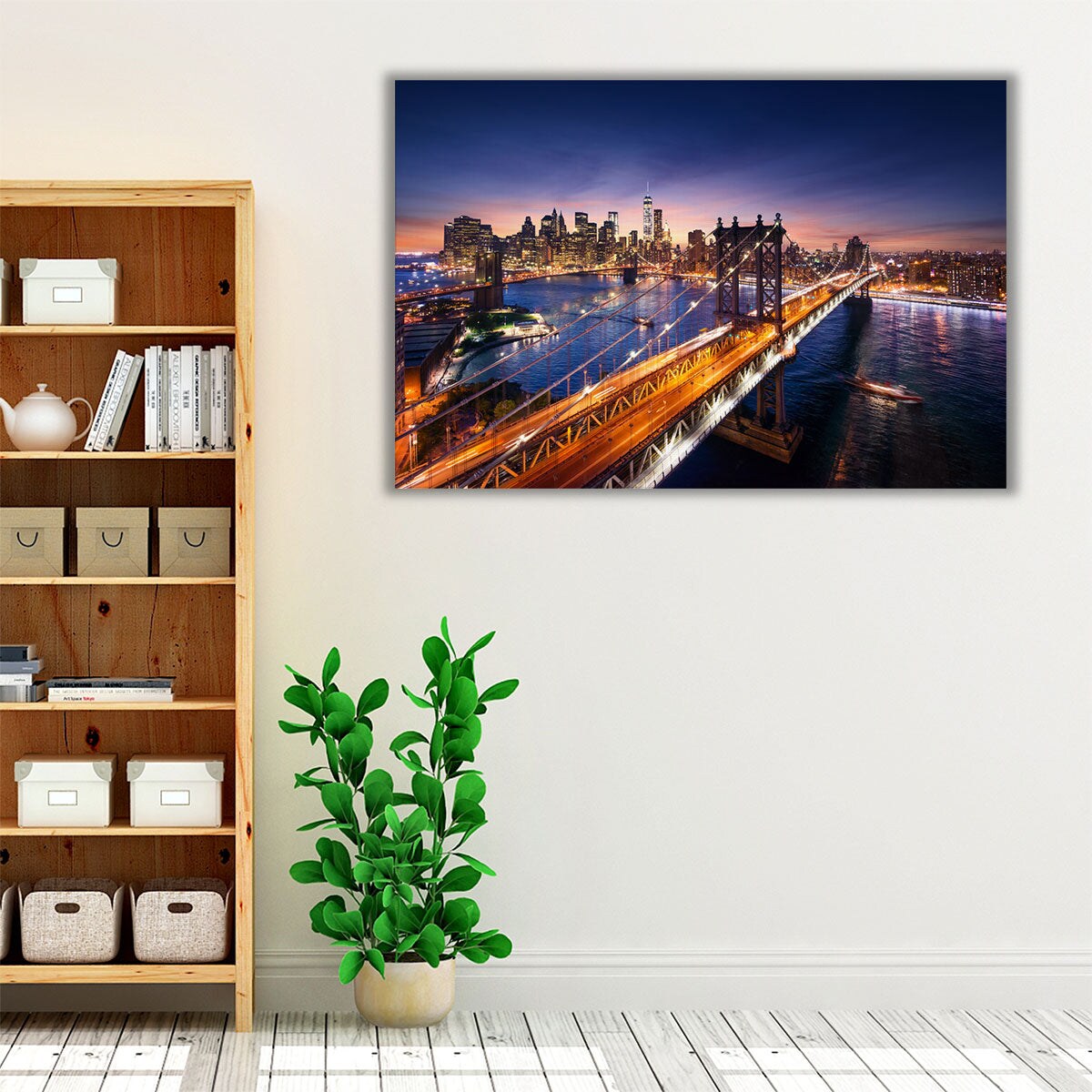 Manhattan Sunset Skyline Canvas Print – Framed Orange and Blue NYC Cityscape Photography Wall Art for Living Room Decor product 5