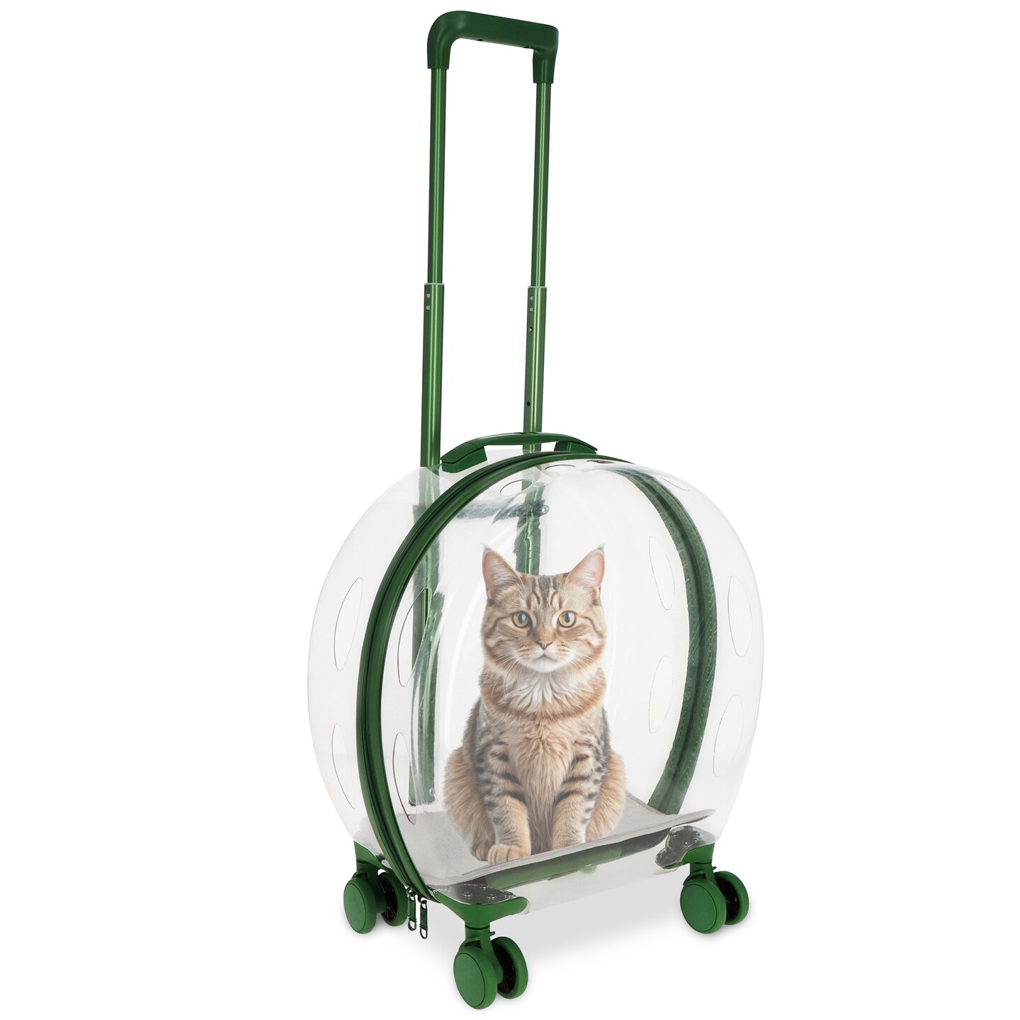 MiMu Rolling Pet Carrier Travel Crate - Puppy Backpack Alternative - Clear