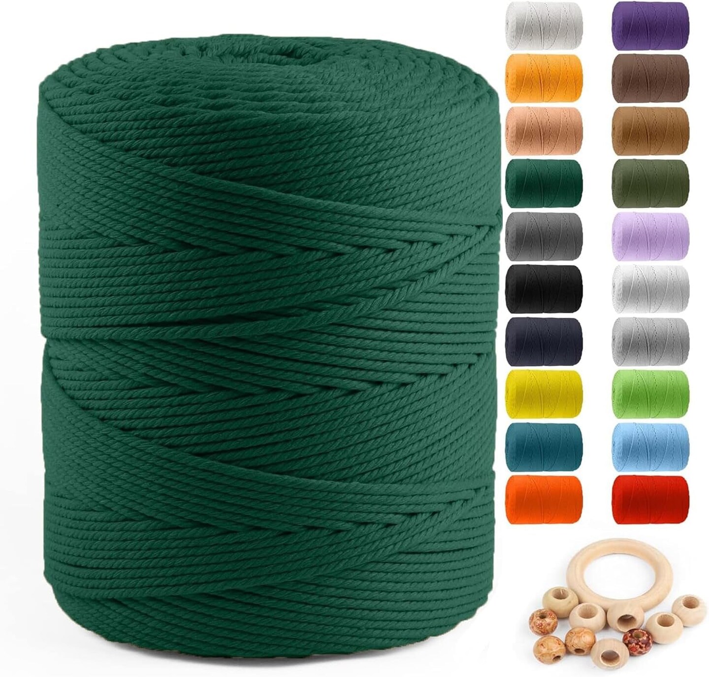 Macrame Cotton Cord 5Mm X 109 Yards,  100% Natural Handmade Colorful 4 Strands Twisted Braided Cotton Rope for Wall Hanging Plant Hangers Gift Wrapping Tapestry DIY Crafts(100M,White)