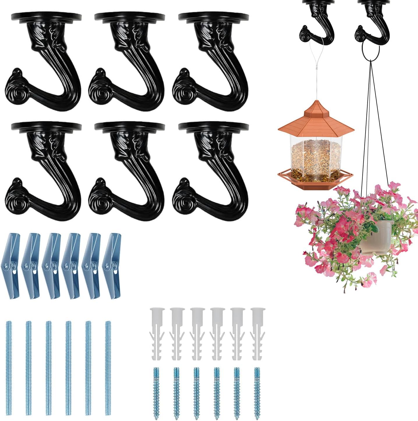 Hooks for Hanging Plants Bird Feeders, Wall Mount Planters Hooks for Hanging Flower Pot Wind Chimes