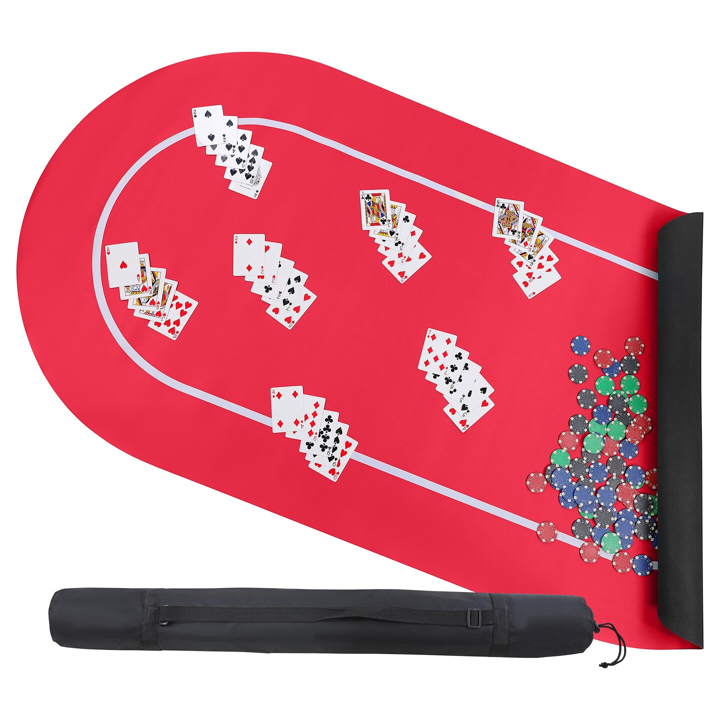 Jigitz Poker Mat 70 x 35in Poker Table Game Mat with Black Carrying Case