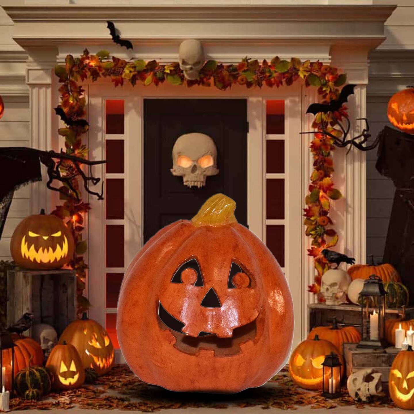 8.5 Inch Dia Halloween Tabletop Jack O Lantern