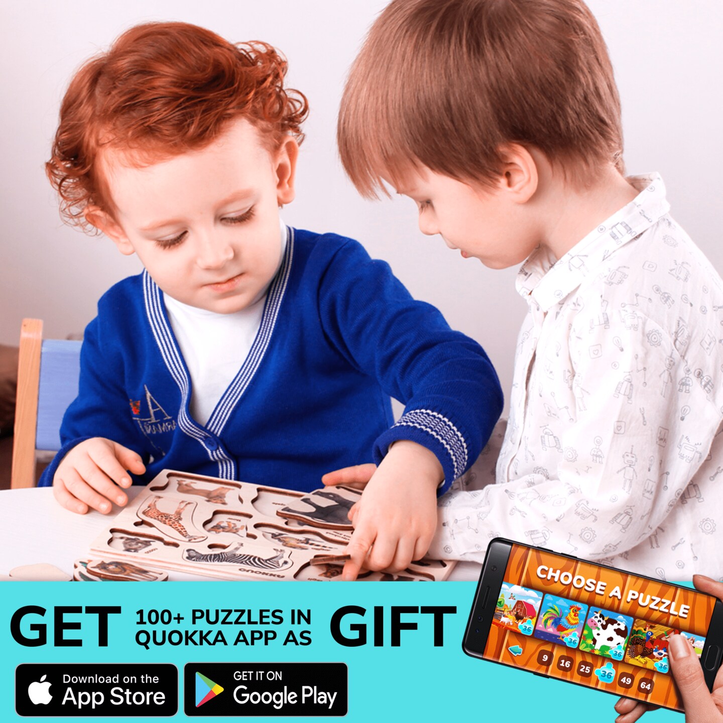 QUOKKA Wooden Puzzles for Toddlers 1-3 – 3xSET Toddler Puzzles Ages 2-4 – Montessori Animal Toy Puzzles for Toddlers 3-5 Year Old – Wood Toy Learning Realistic Animals for Boy and Girl
