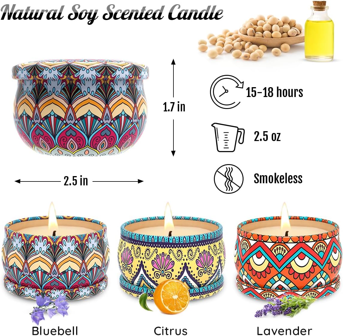 3 Pack Scented Candle Set Candles for Aromatherapy Holiday Gifts for Women Soy Wax Candles for Home Decor Housewarming Gift