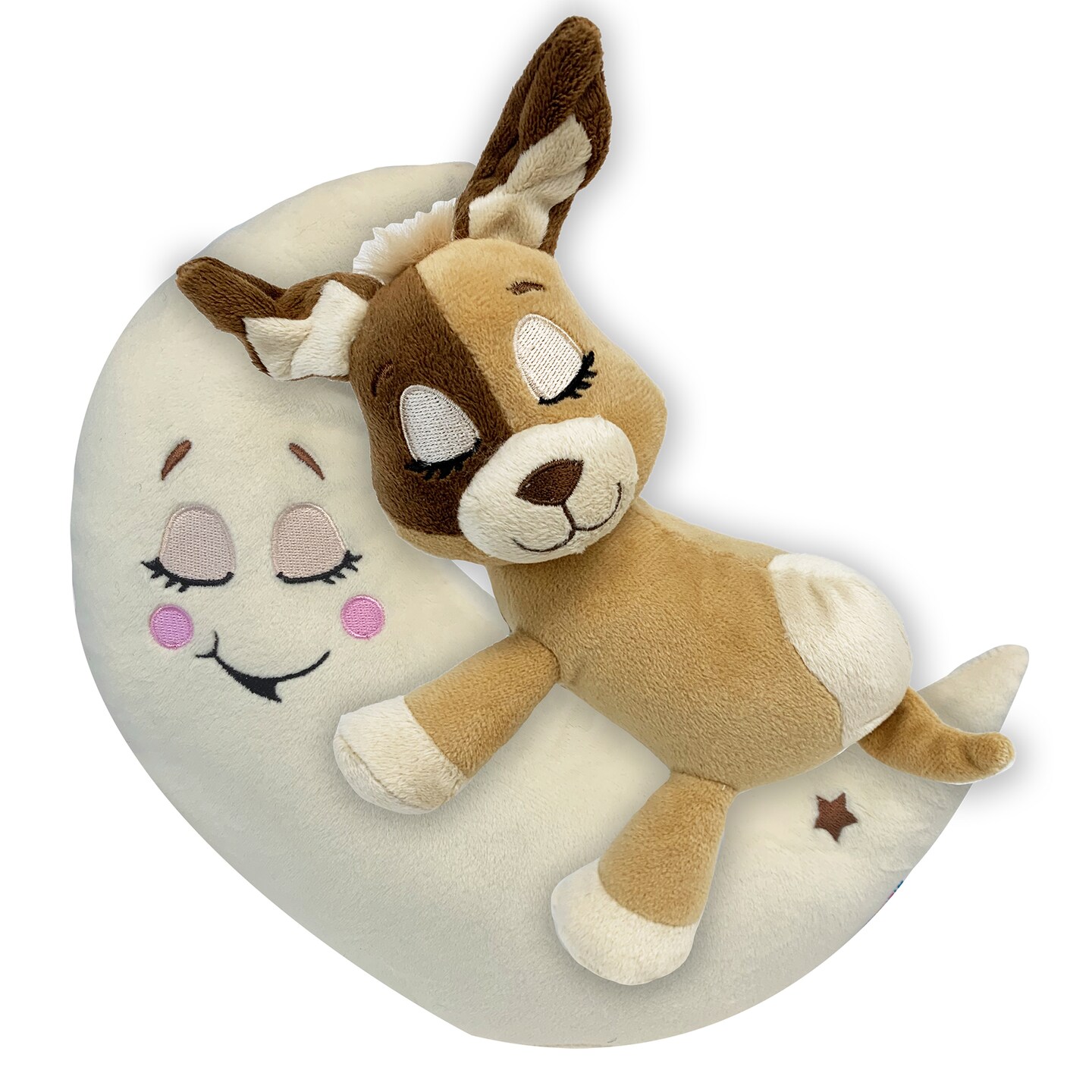 Happpy Nappers: Lullabrites Moon Pet - Dog - Brown &#x26; Tan - Light &#x26; Sounds Plush, Sleeping Animal, Plays Lullabies, Color Changing, Day-Night Toy, Kids