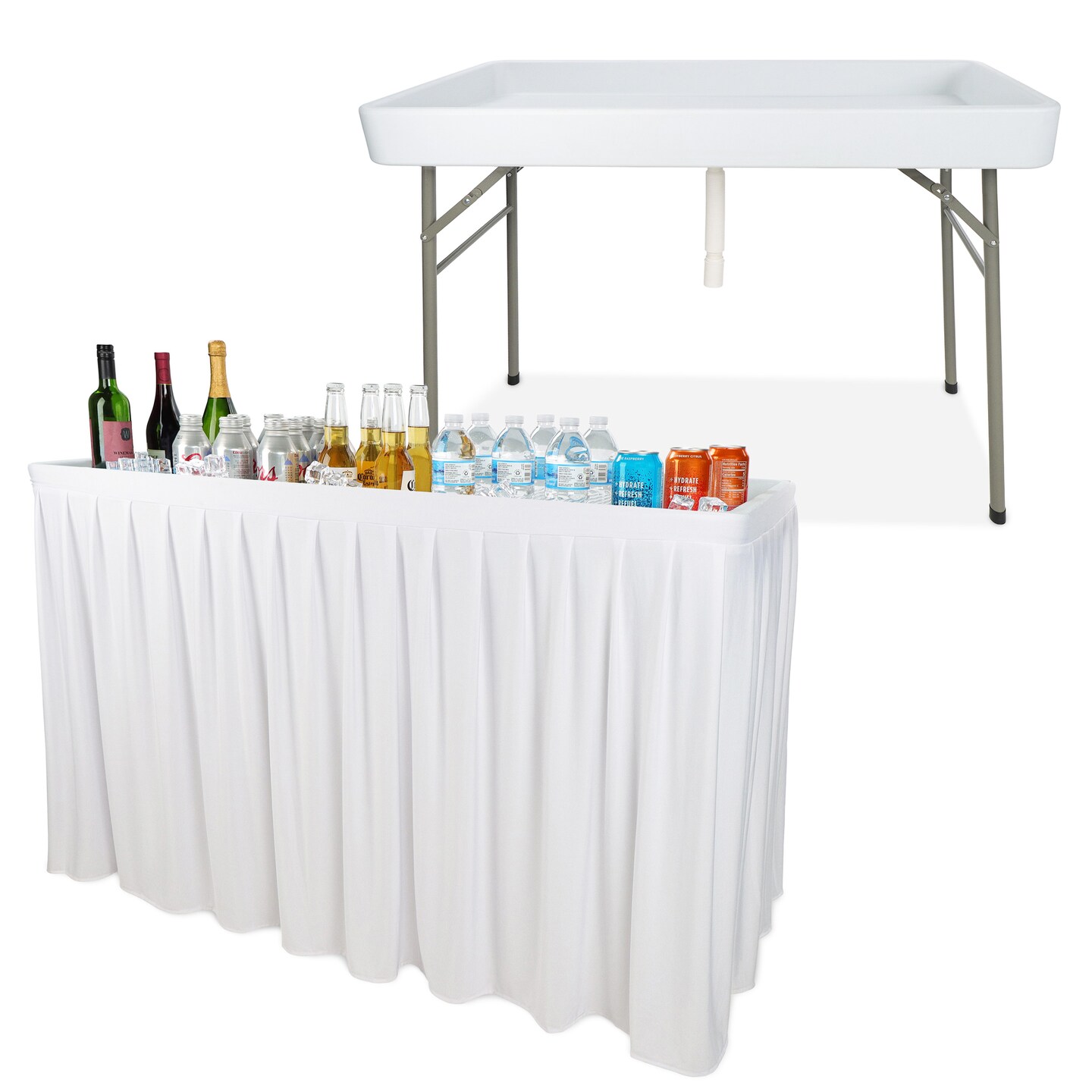 7Penn Outdoor Bar Table Beer Cooler - 4ft Folding Patio Cooler Table with Drain