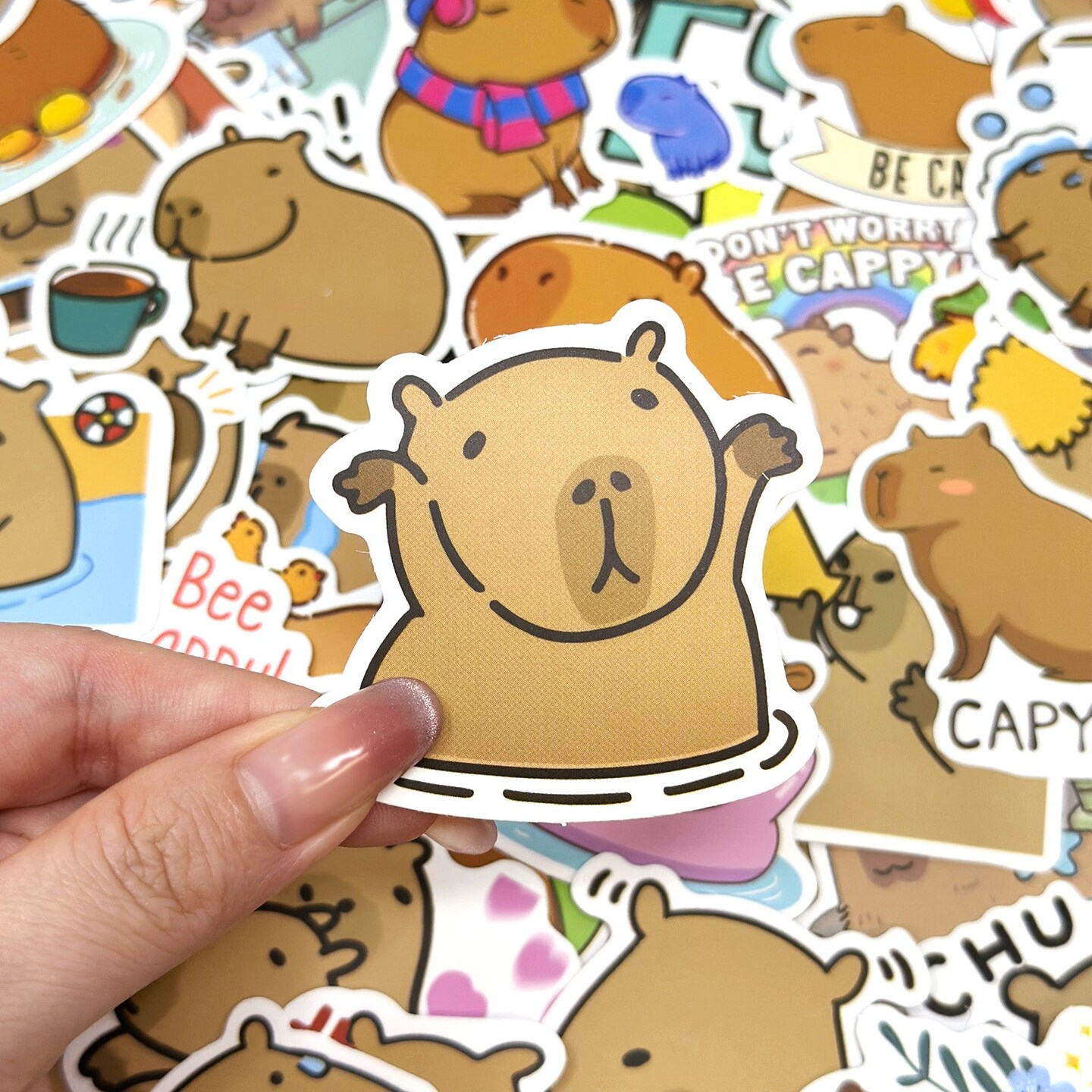 Wrapables Waterproof Vinyl Stickers for Water Bottles, Laptop, Phones, Skateboards, Decals for Teens, 100pcs Capybaras