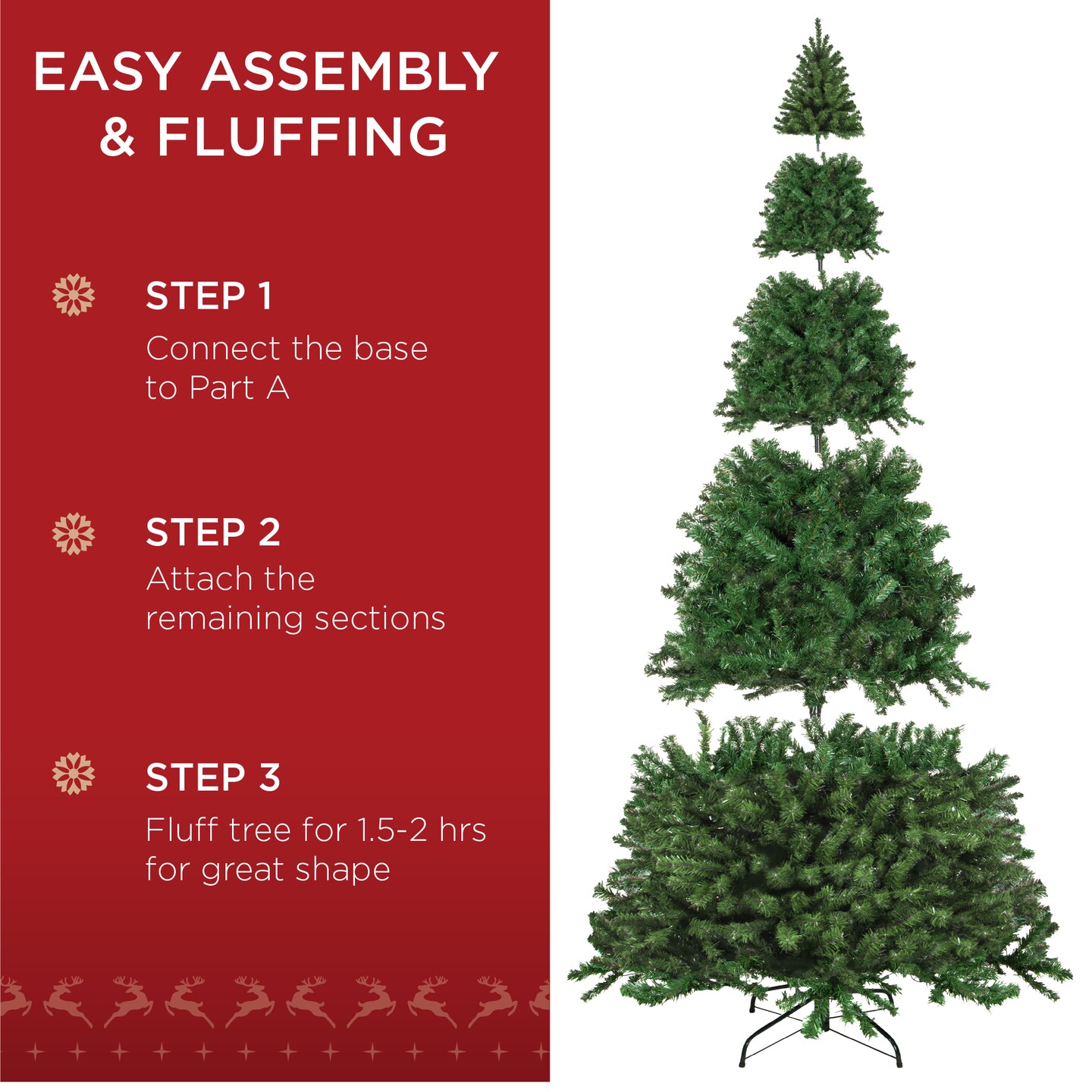 Best Choice Products Premium Spruce Artificial Christmas Tree w/ Easy Assembly, Metal Hinges &#x26; Foldable Base