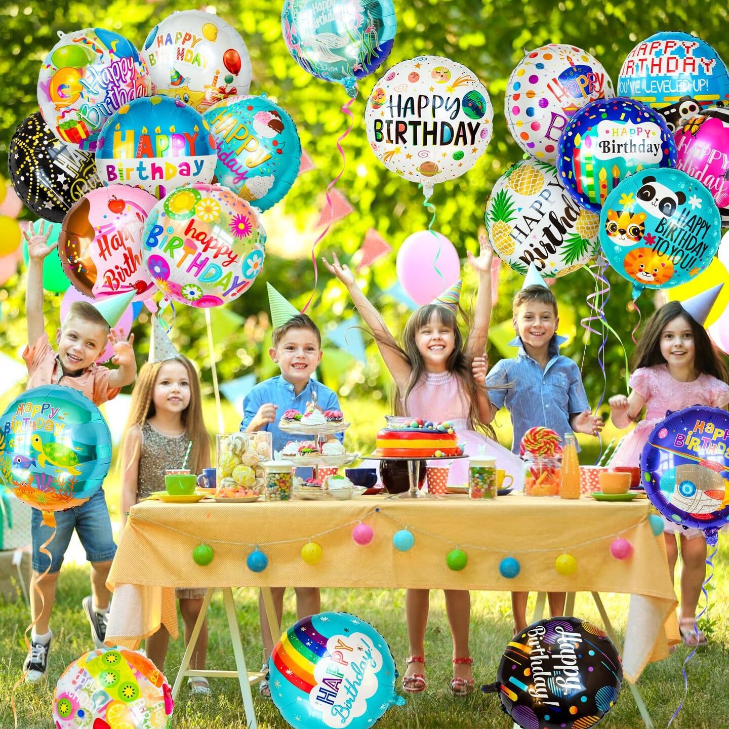 150 Pcs Happy Birthday Mylar Balloons, 18" Birthday Foil Helium Balloons Bulk for Party Decorations