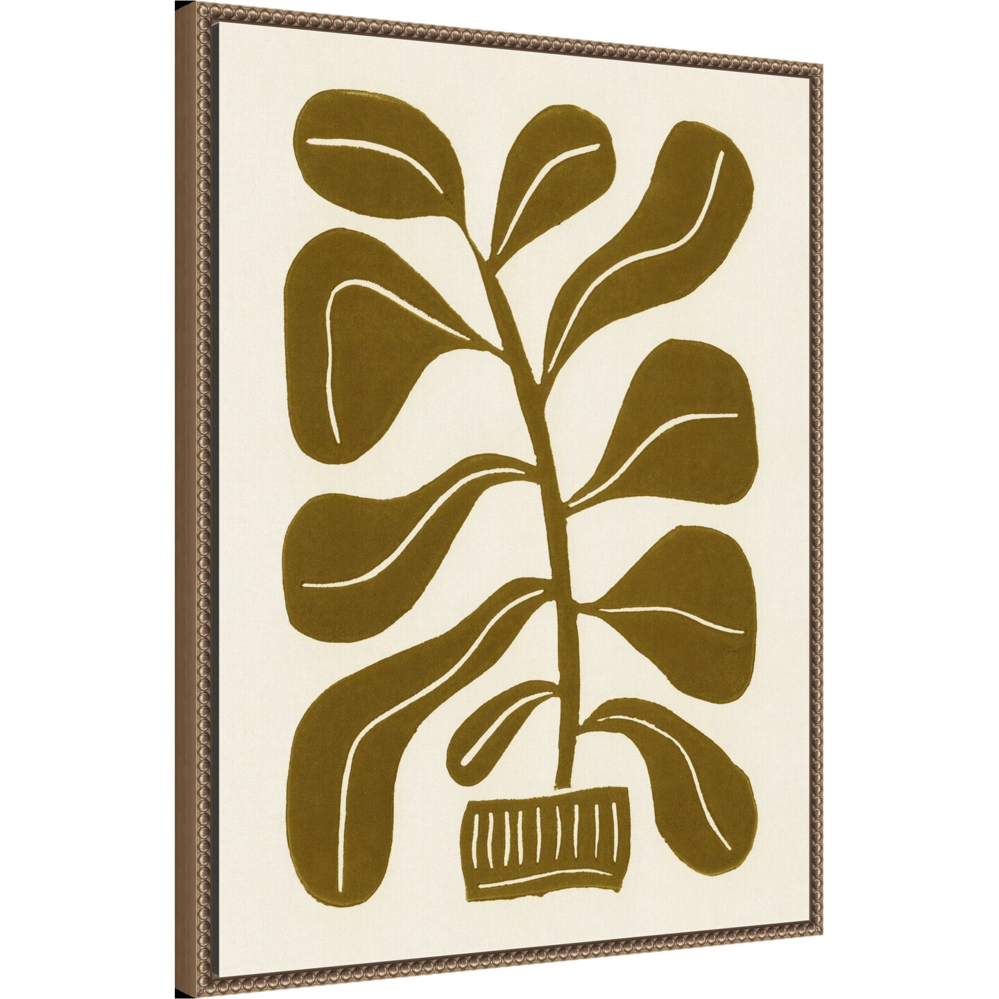Linocut Houseplant No 2 by Alisa Galitsyna Framed Canvas Wall Art
