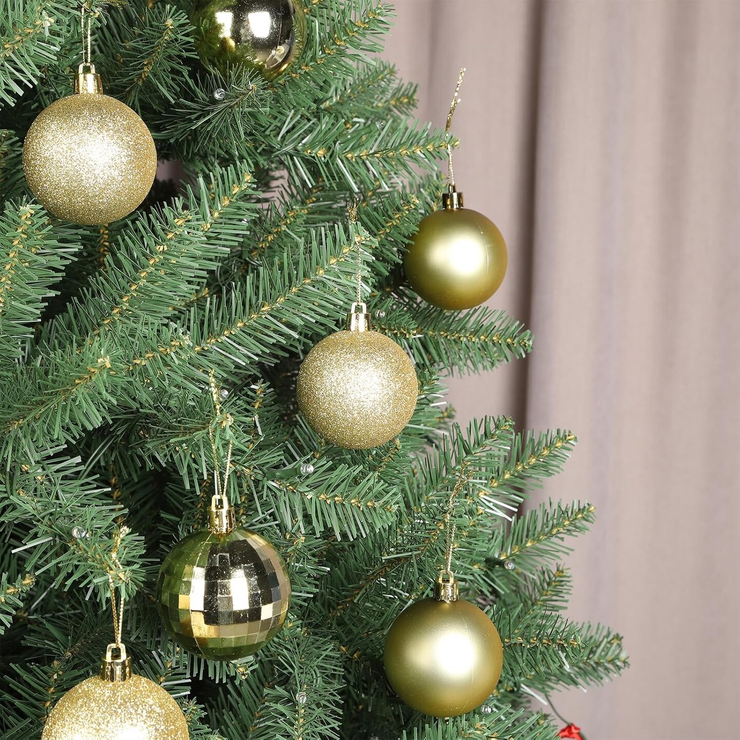 36 Pcs Christmas Ball Ornaments Gold Christmas Ornaments Set for Christmas Tree Decorations Shatterproof Large Christmas Decorations Ornaments Bulk Balls 2.36 Inches Hanging Decor for Xmas
