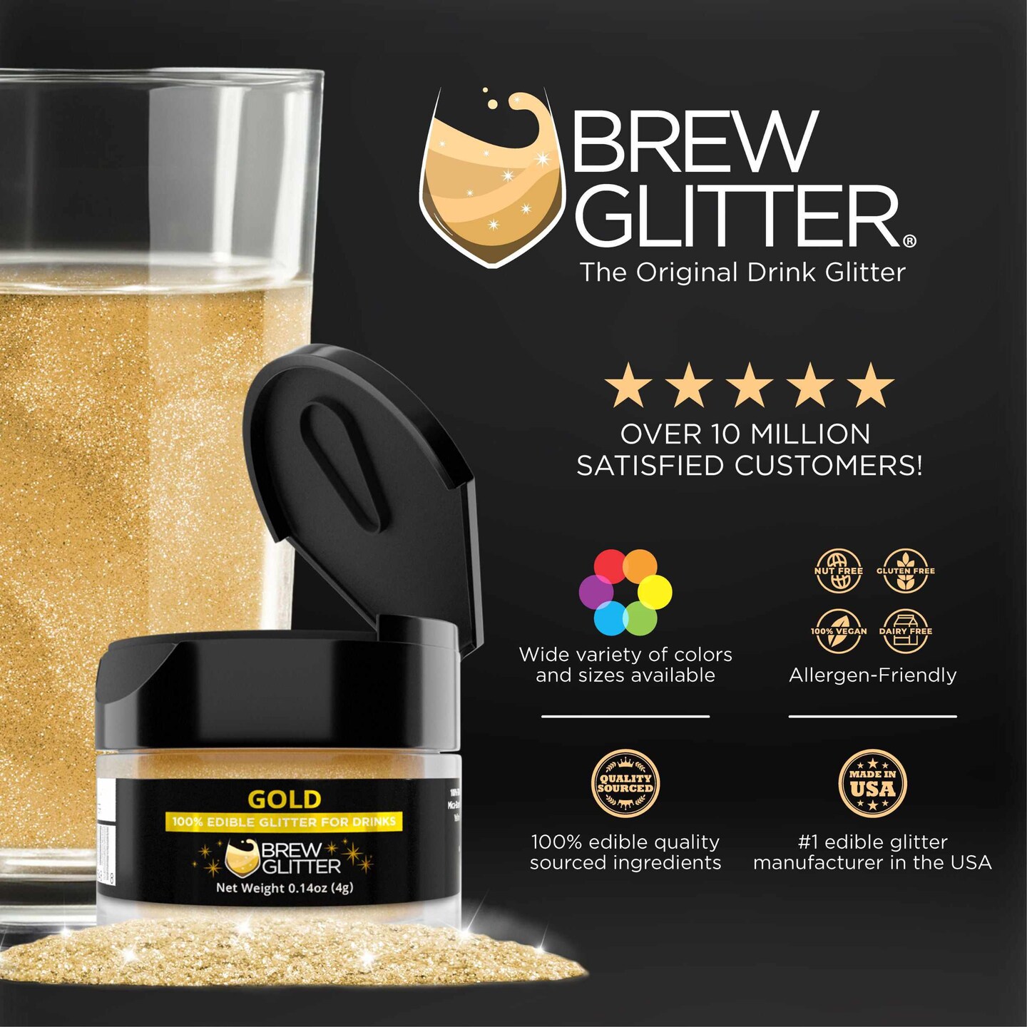 Gold Edible Glitter Spray Pump | Brew Glitter&#xAE;